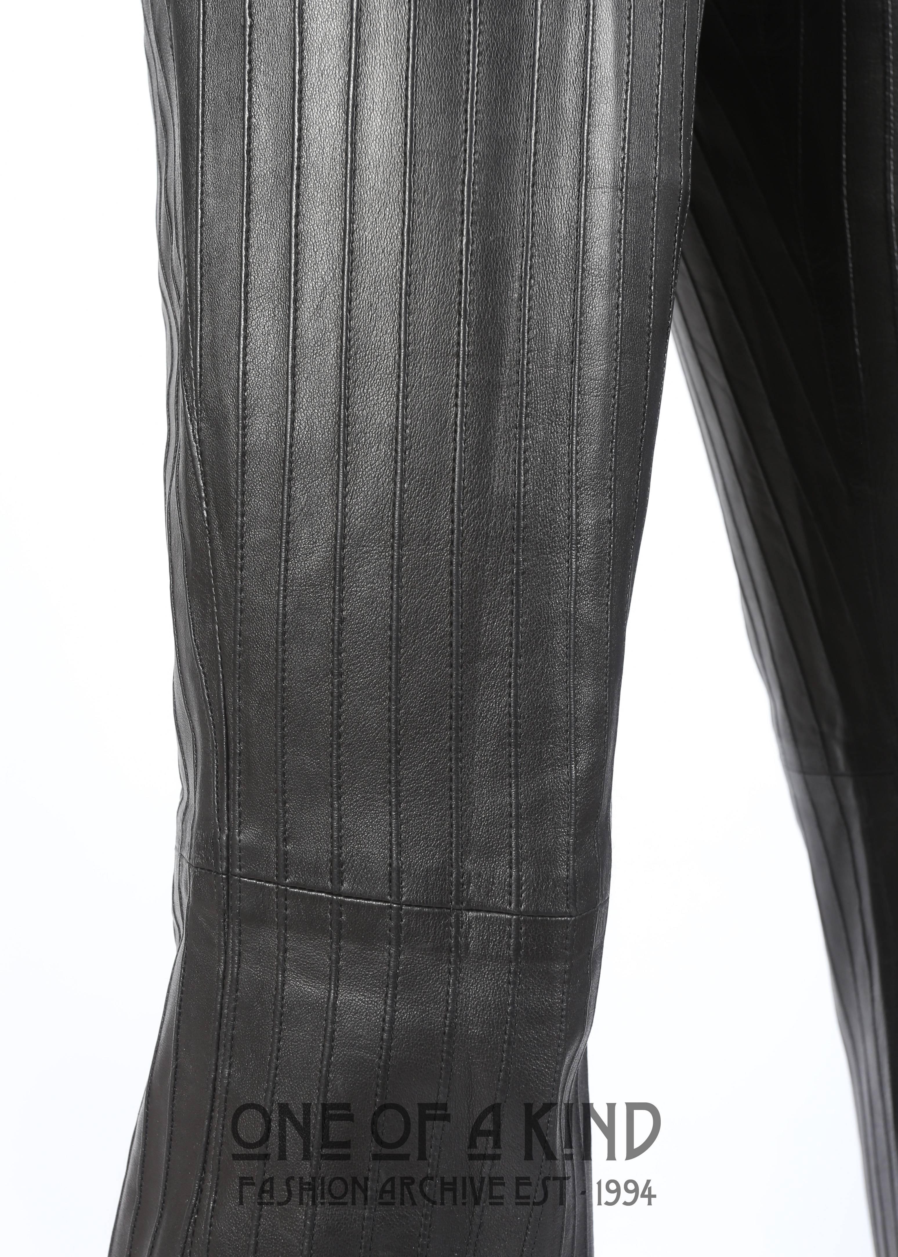 Black Tom Ford for Gucci Autumn-Winter 1999 black leather flared pintuck pants