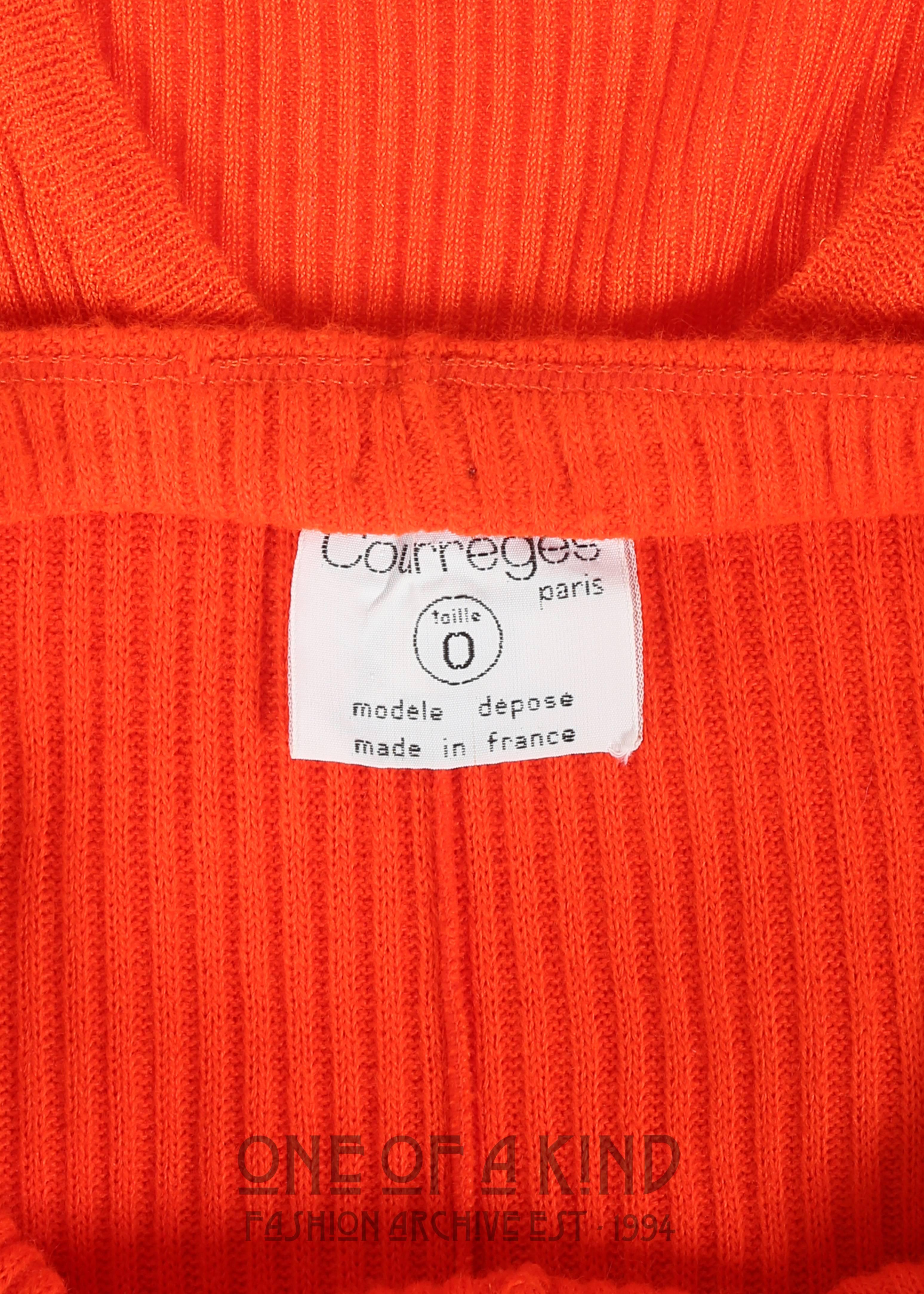 Courreges 1960s orange rib knit shorts and t-shirt ensemble  2