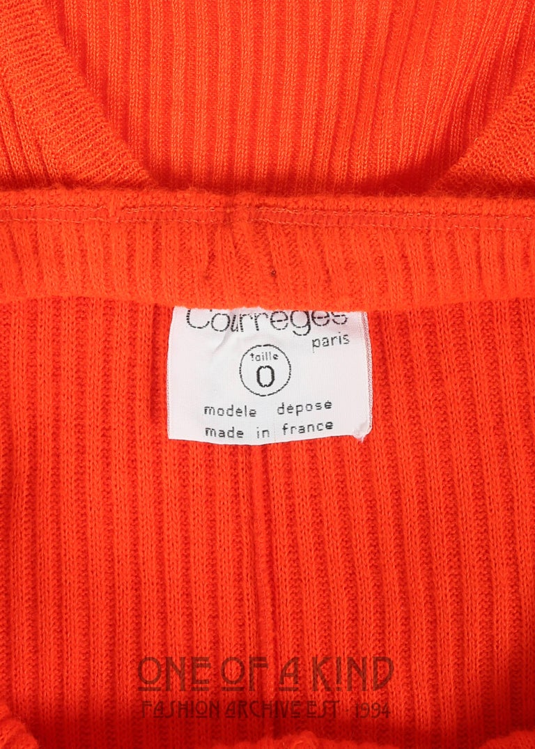 Courreges 1960s orange rib knit shorts and t-shirt ensemble at 1stDibs