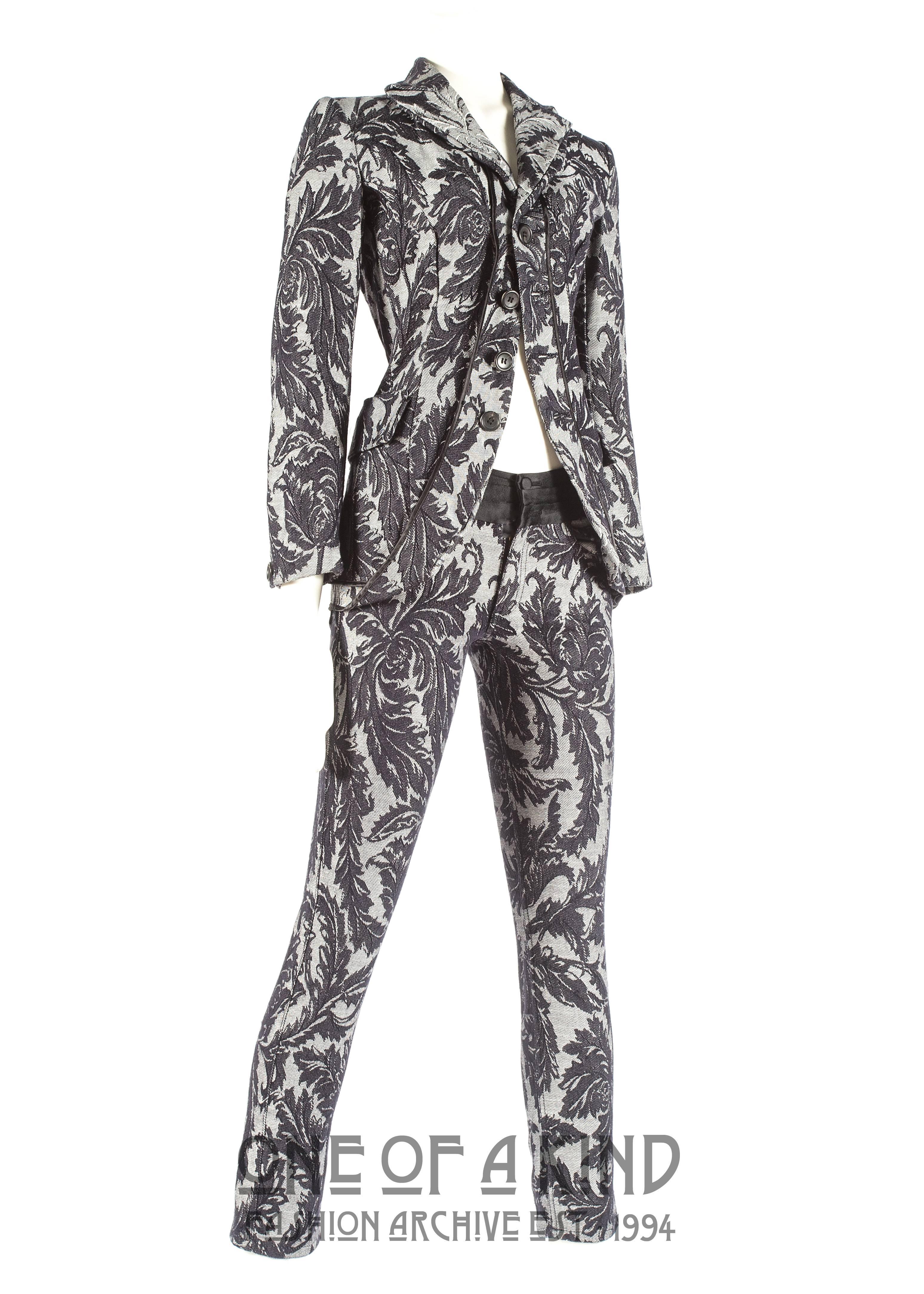 Gray Junya Watanabe Spring-Summer 2007 jacquard denim tailored skinny pant suit
