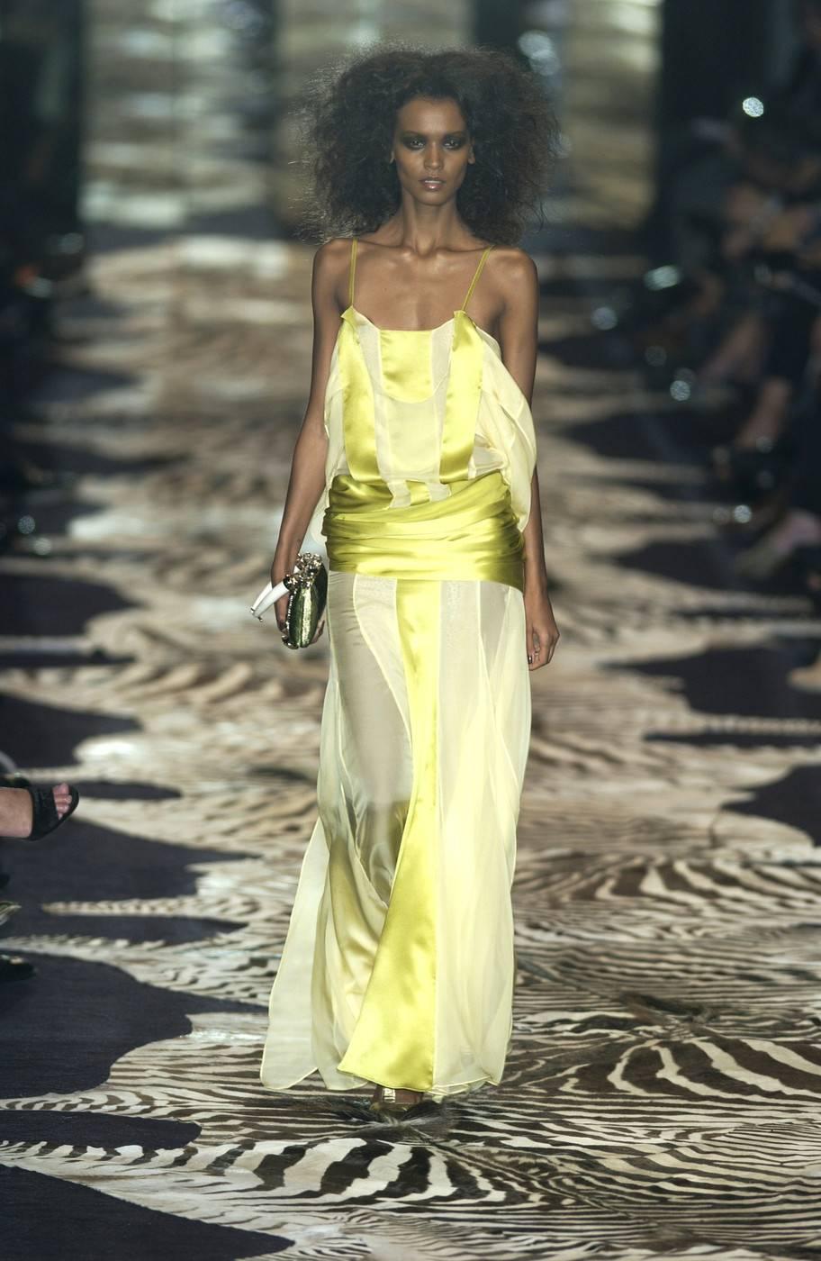 Yellow Tom Ford for Yves Saint Laurent Spring-Summer 2004 silk evening gown