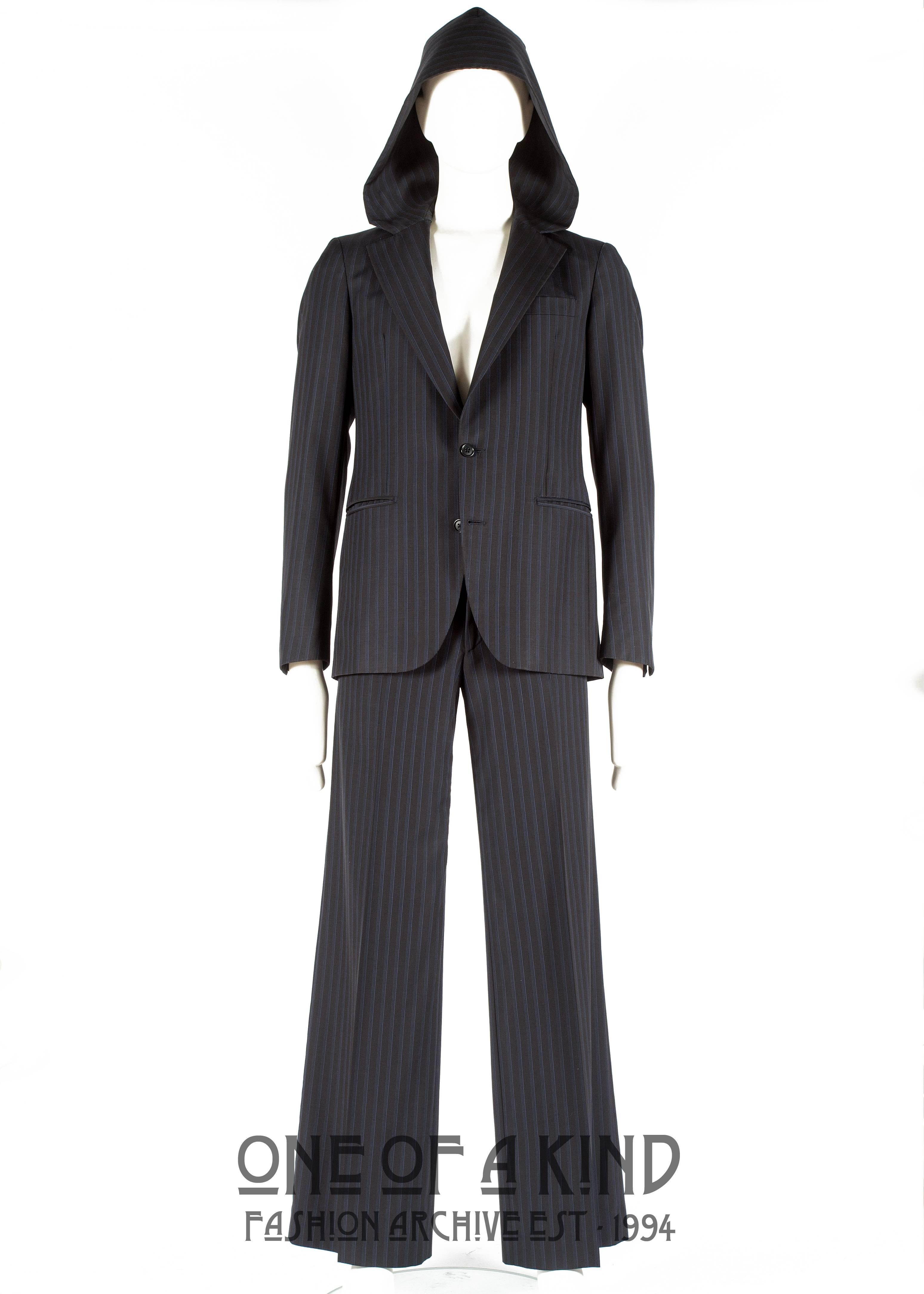 Philip Treacy, Autumn-Winter 2006 men's hooded pinstripe suit 