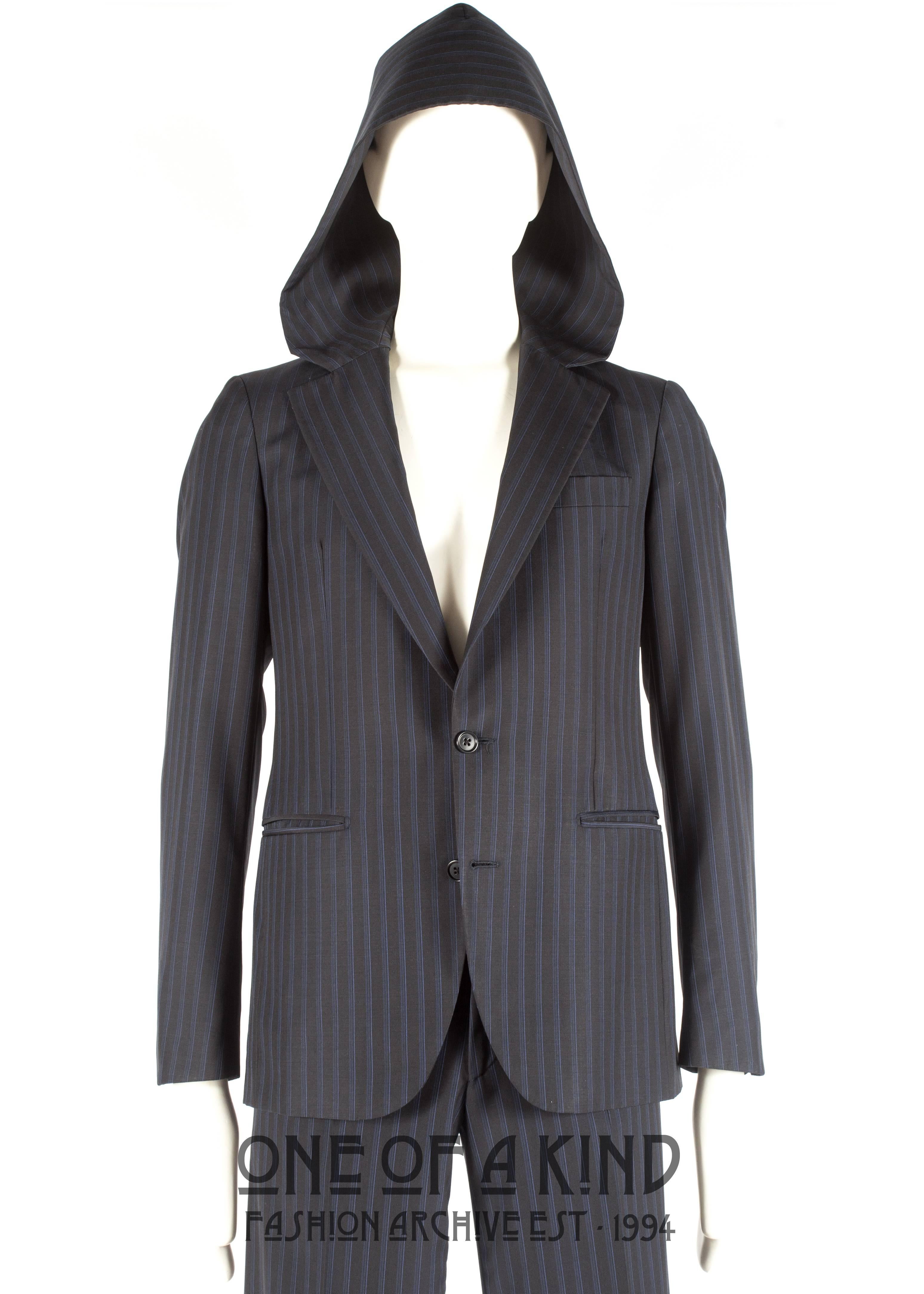 Philip Treacy men's hooded pinstripe suit, Autumn-Winter 2006  In Excellent Condition In London, GB