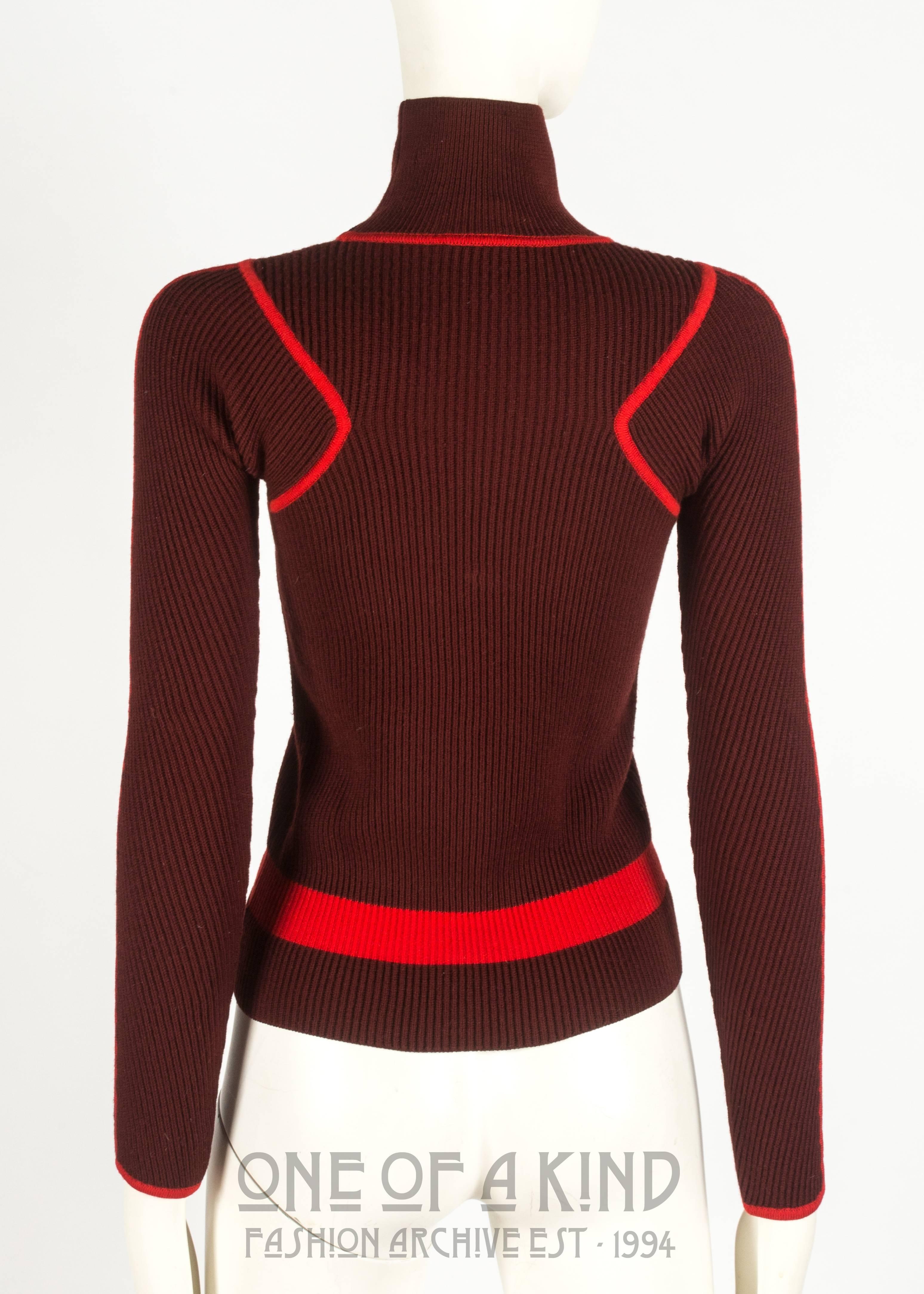 Women's Fendi ribbed knit fitted turtleneck sweater, 1990s