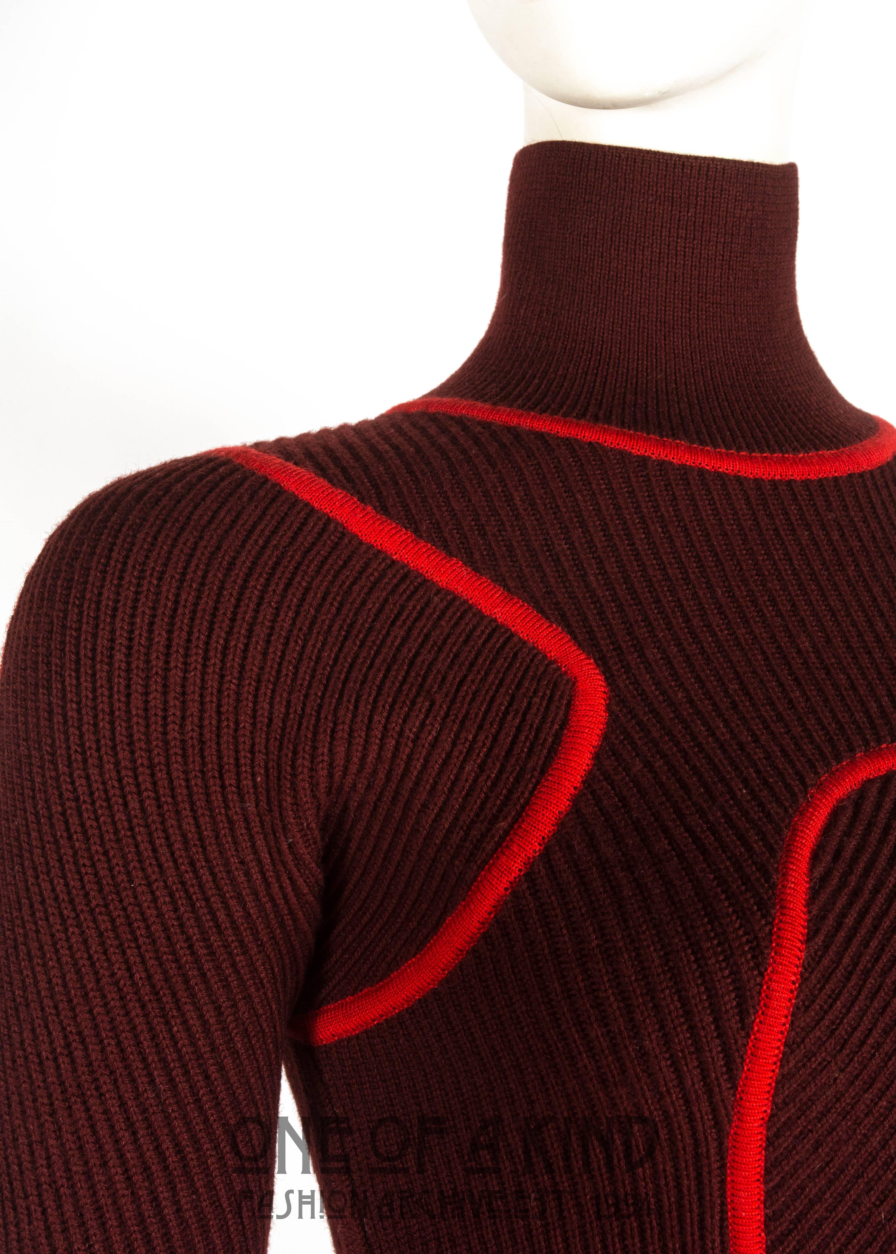 Fendi ribbed knit fitted turtleneck sweater, 1990s 