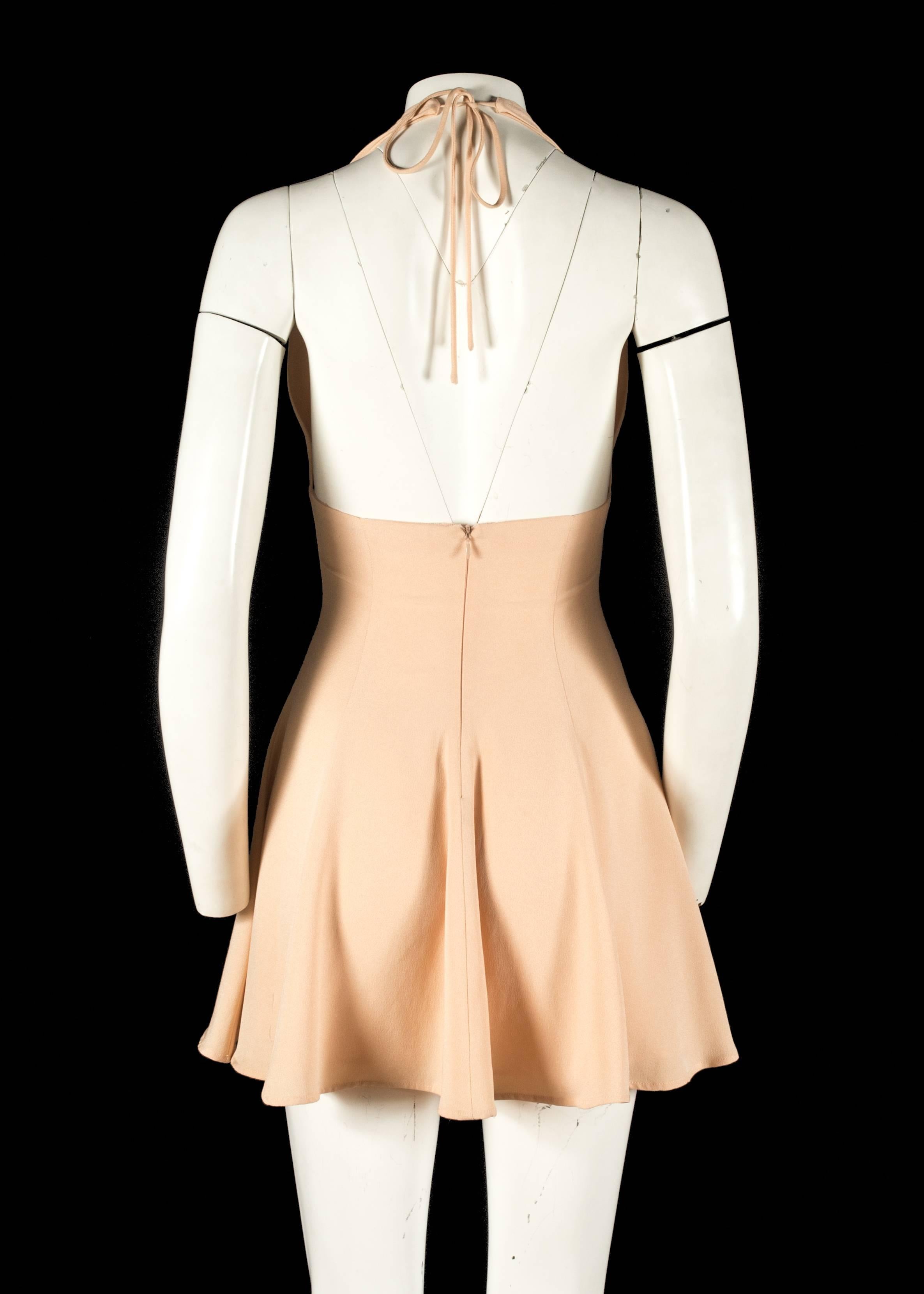 Dolce & Gabbana pale pink crepe halter-neck mini dress, Spring-Summer 1992 In Excellent Condition In London, GB