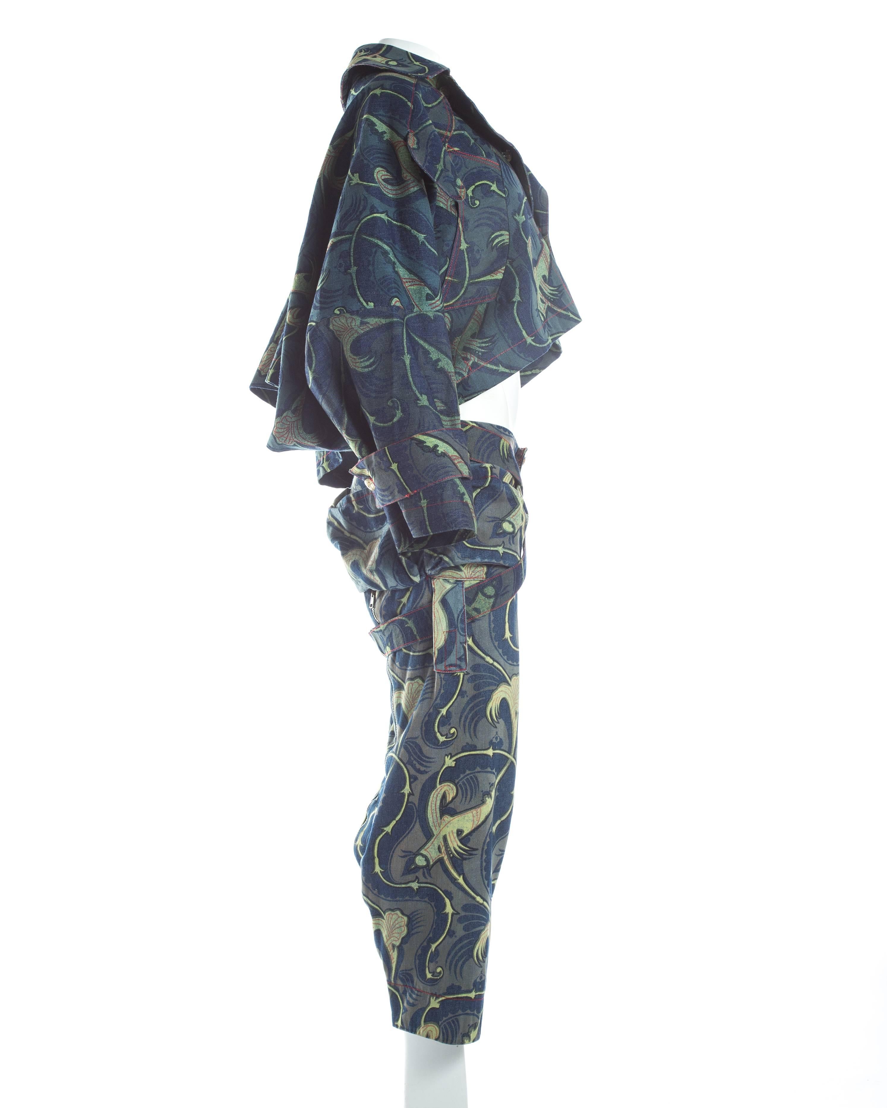 Vivienne Westwood Hosenanzug aus Baumwolle mit Kurzjacke und Bondage-Hose, S / S 1993 im Zustand „Gut“ im Angebot in London, GB