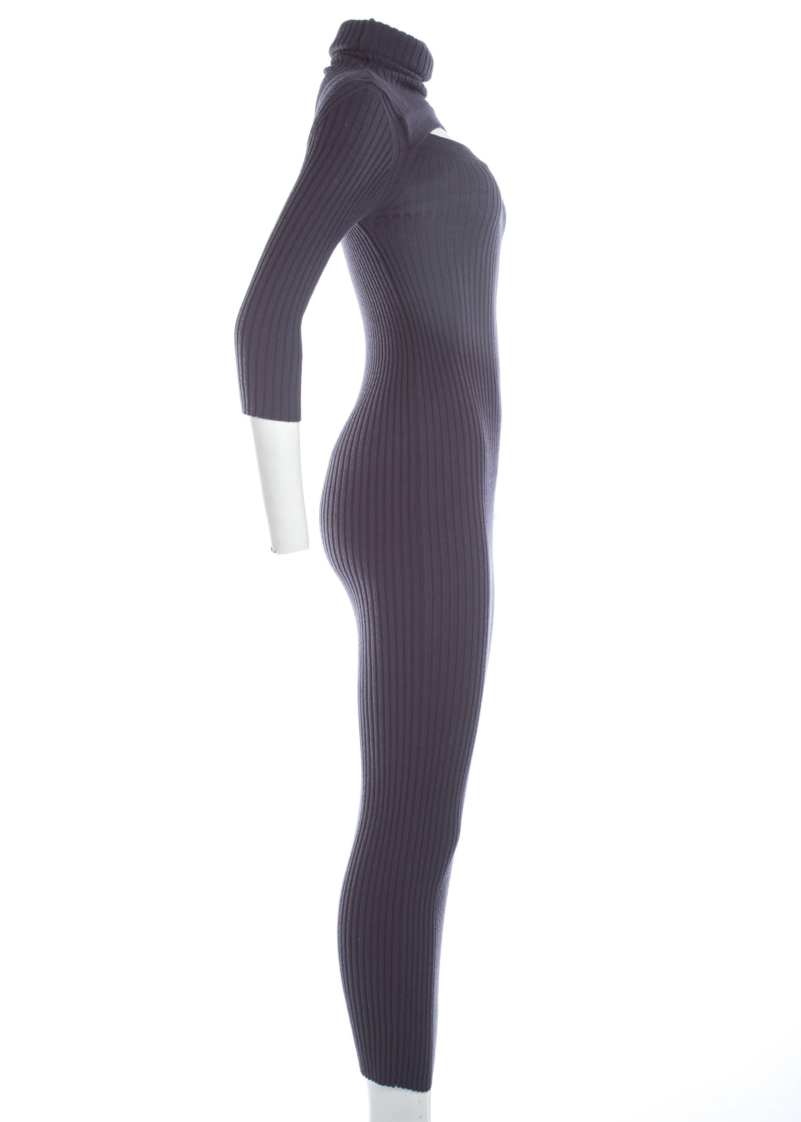 Jean Paul Gaultier ribbed knit bodycon maxi dress, c. 1990s In Excellent Condition In London, GB