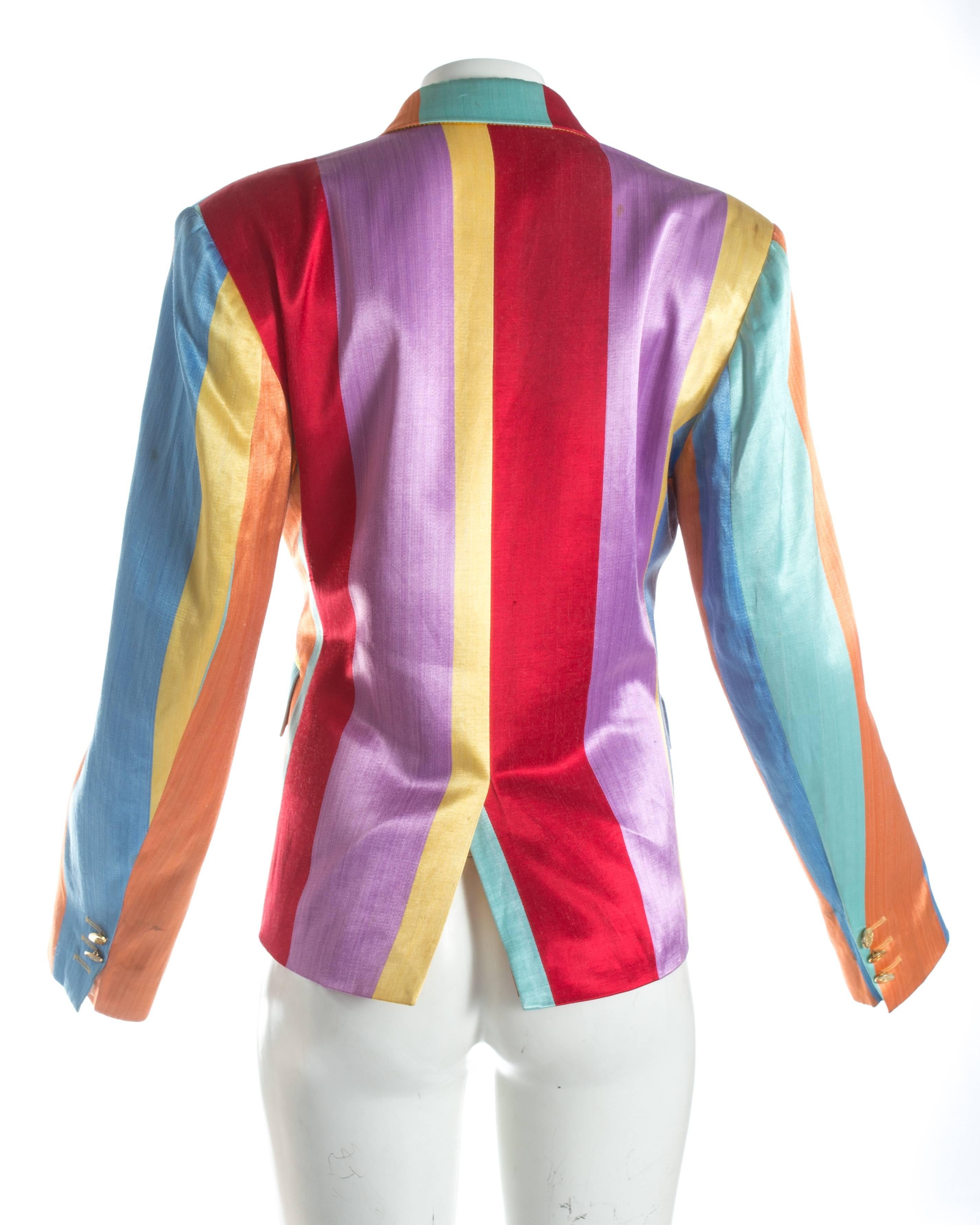Vivienne Westwood unisex multicoloured striped satin evening jacket  S/S 1993 For Sale 1