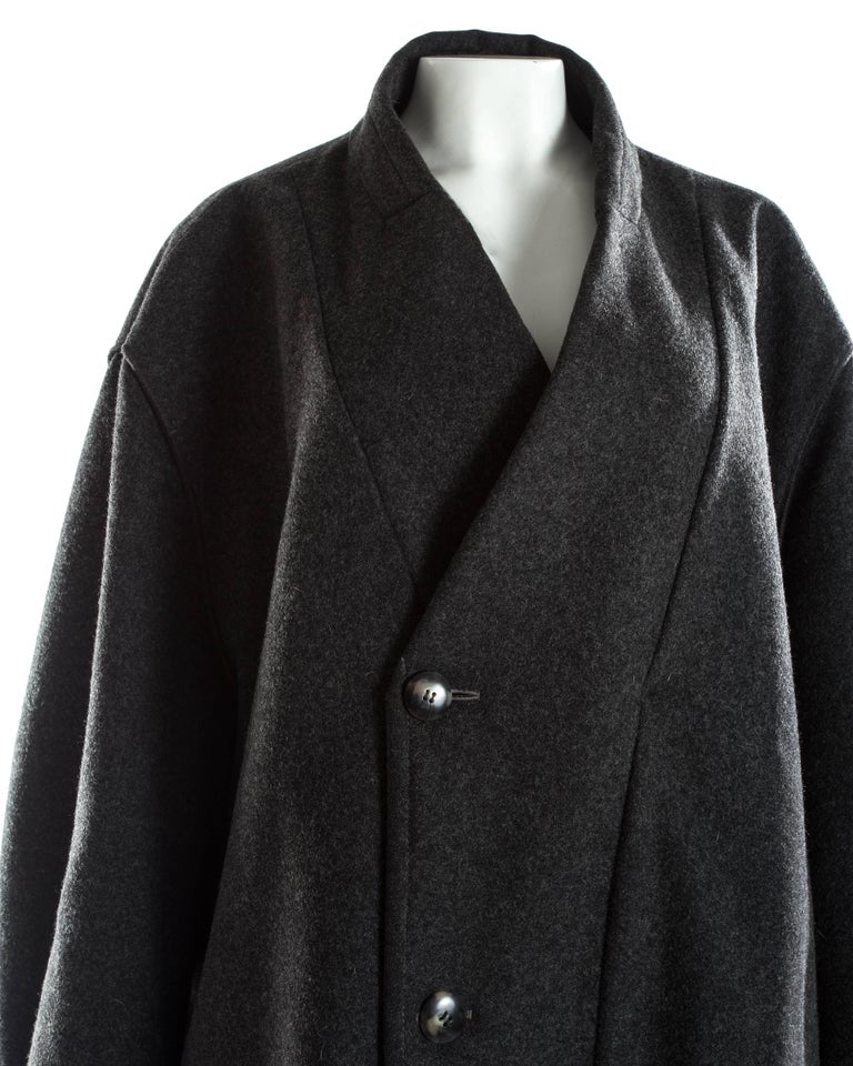 Margiela charcoal melton wool overcoat, A / W 2000 at 1stDibs