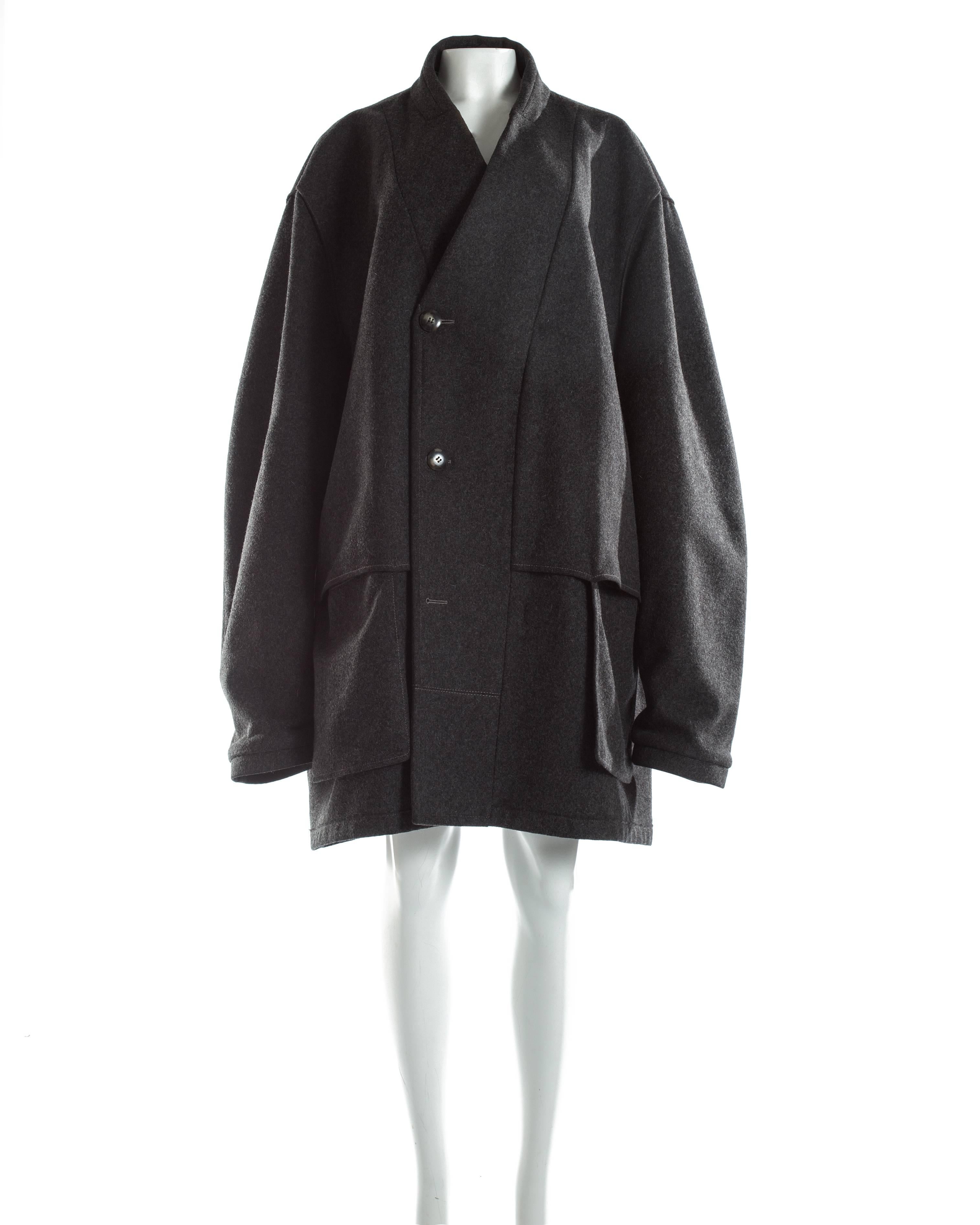 Margiela charcoal melton wool overcoat, A / W 2000 4