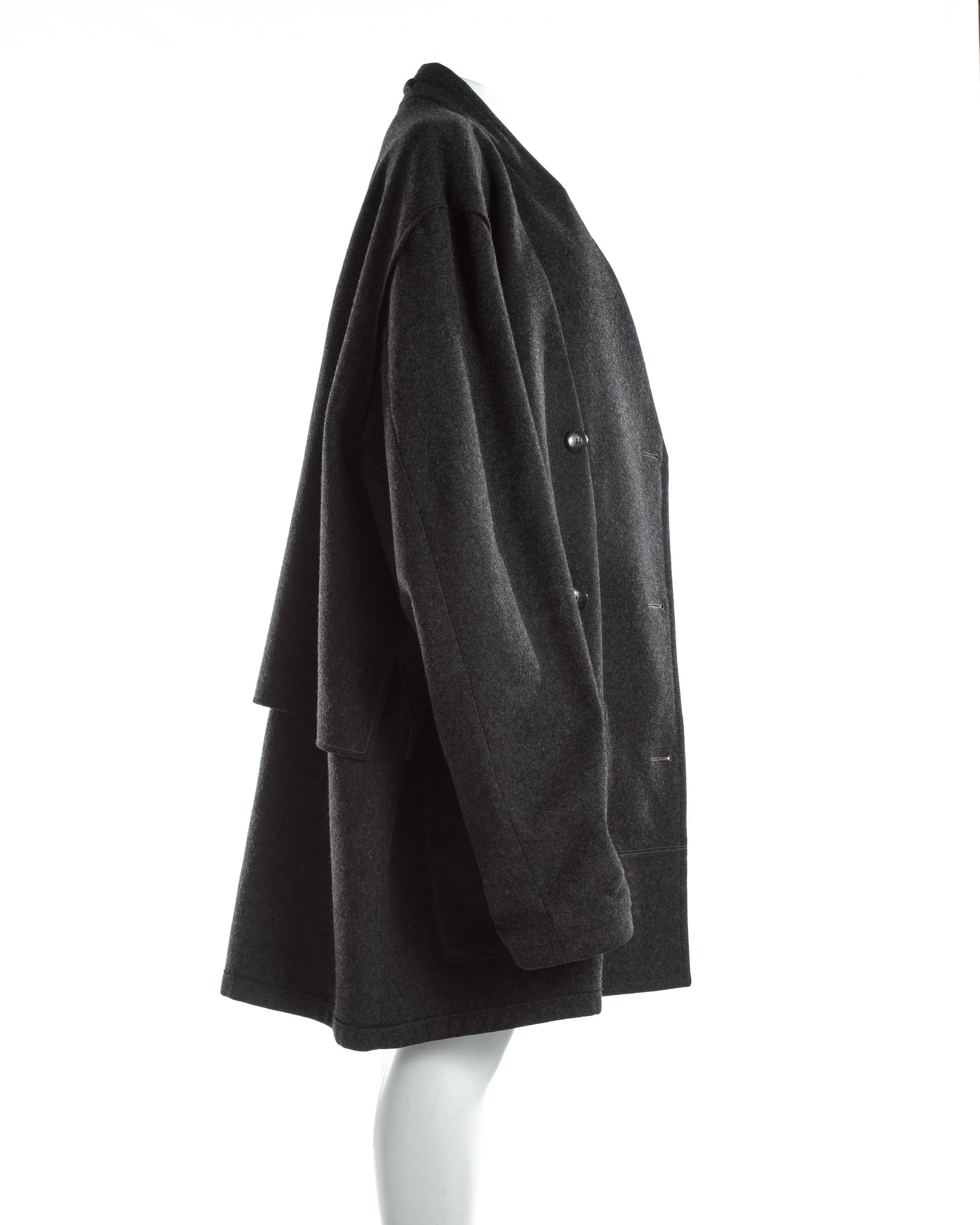 Women's or Men's Margiela charcoal melton wool overcoat, A / W 2000
