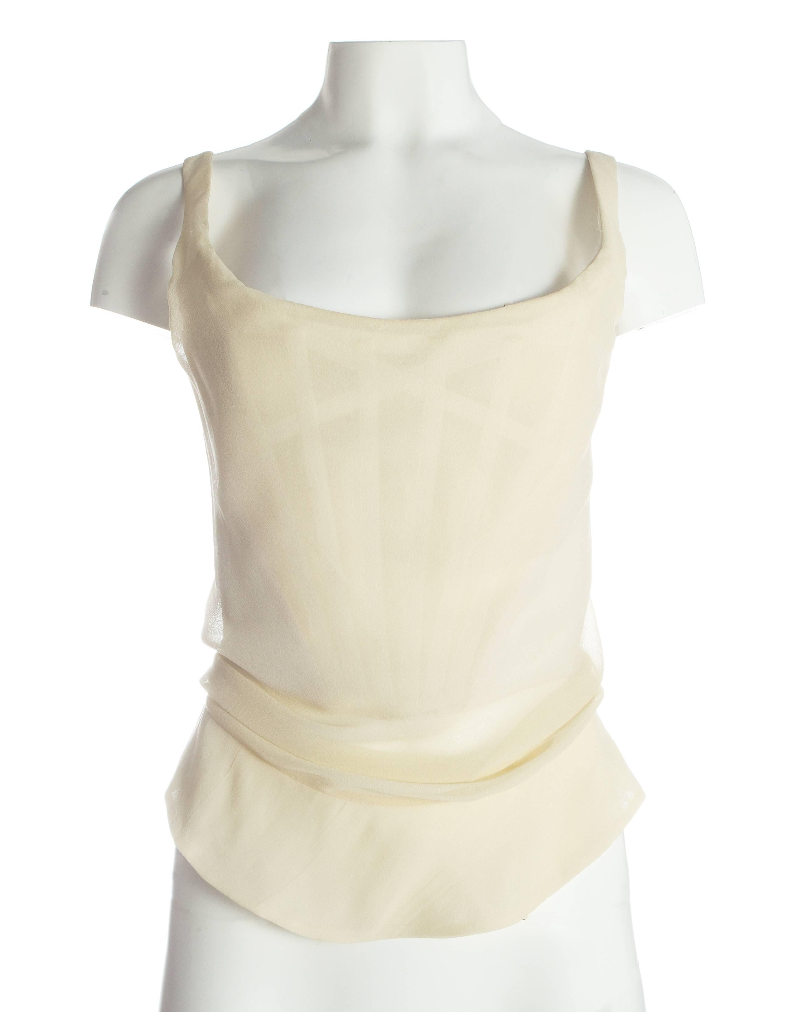 Beige Vivienne Westwood ivory silk chiffon draped corset, c. 1990s