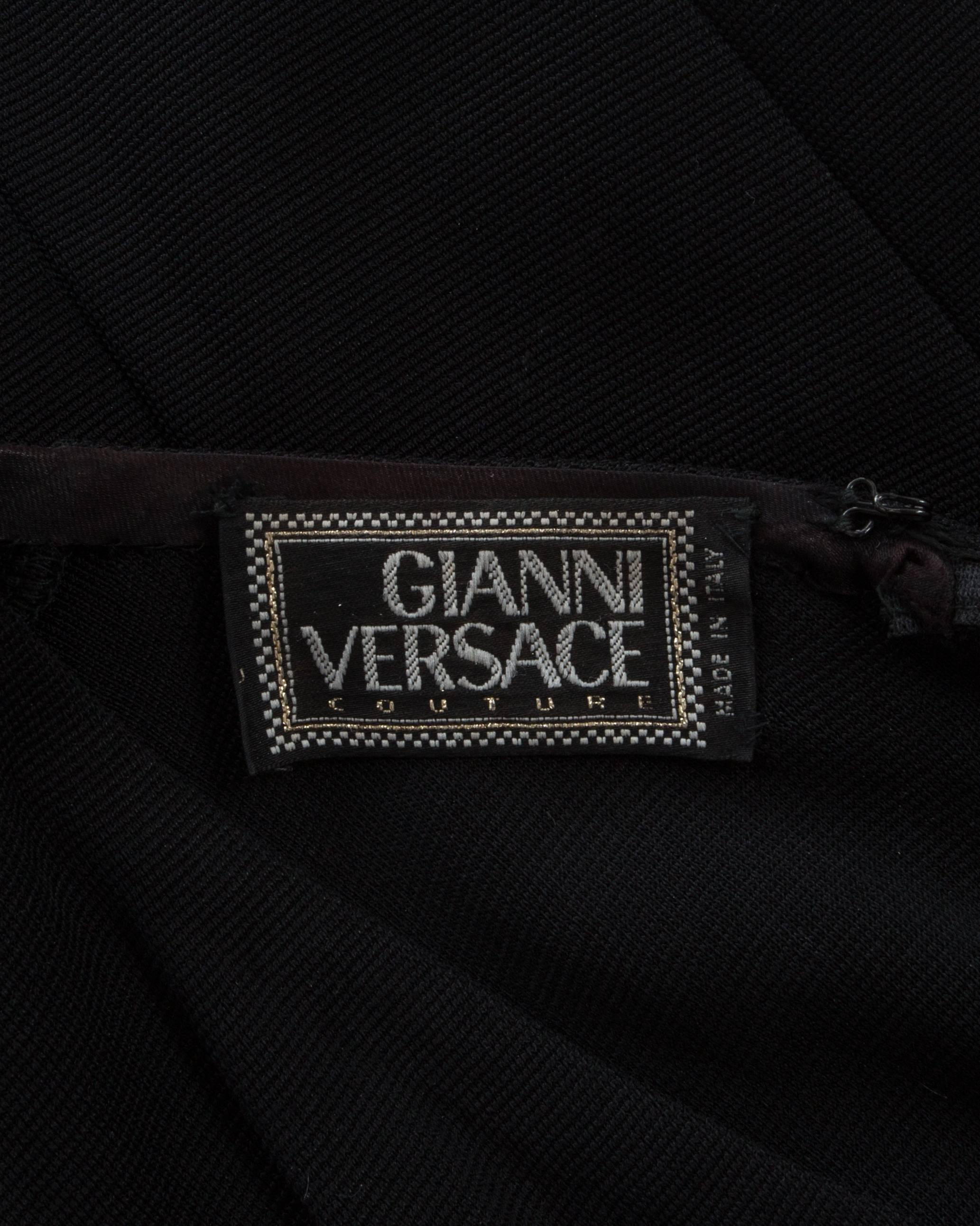 Black Gianni Versace black spandex bell bottom jumpsuit, S / S 1993  For Sale