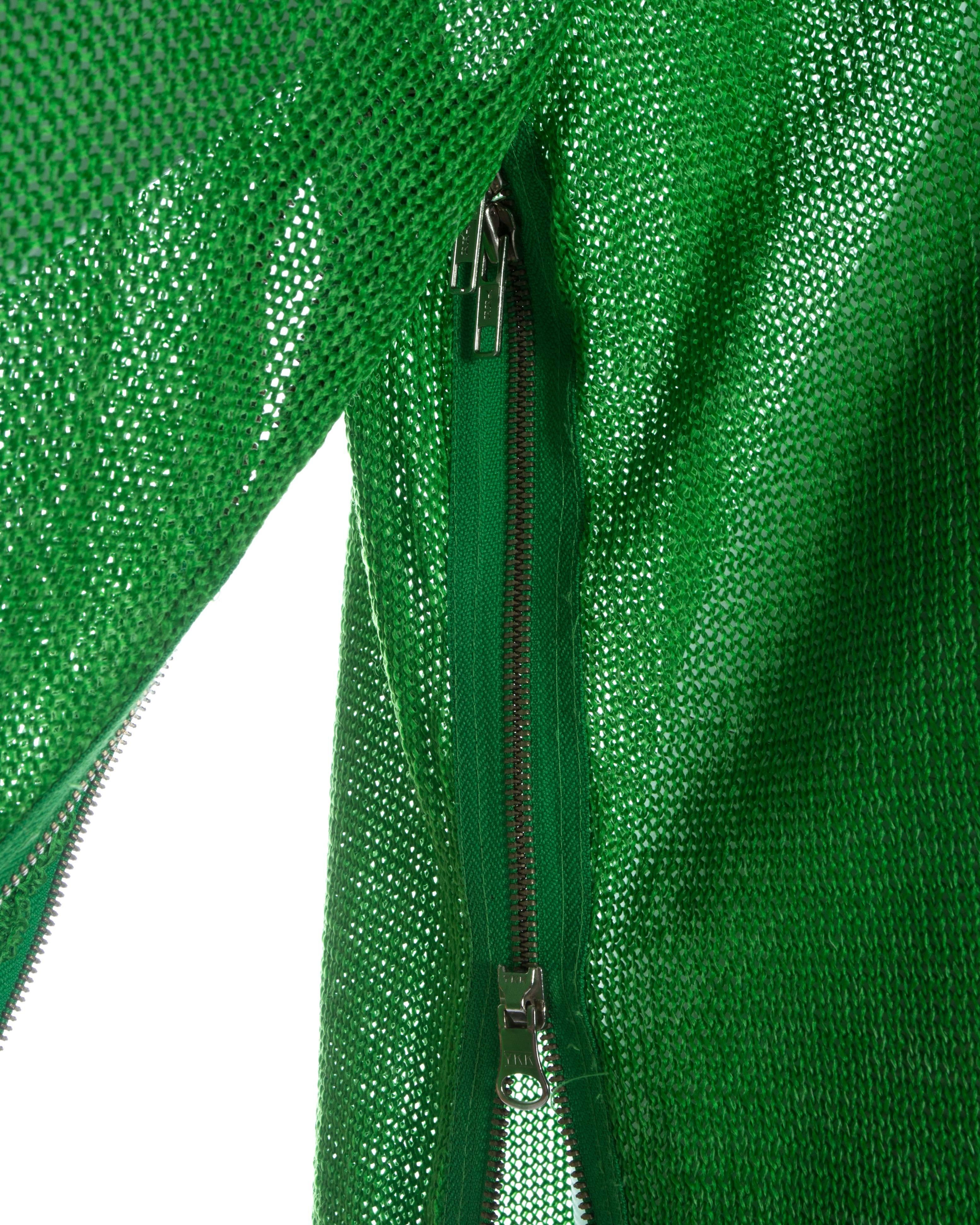 Green Yohji Yamamoto green acrylic knitted oversized sweater with zippers, A / W 1986