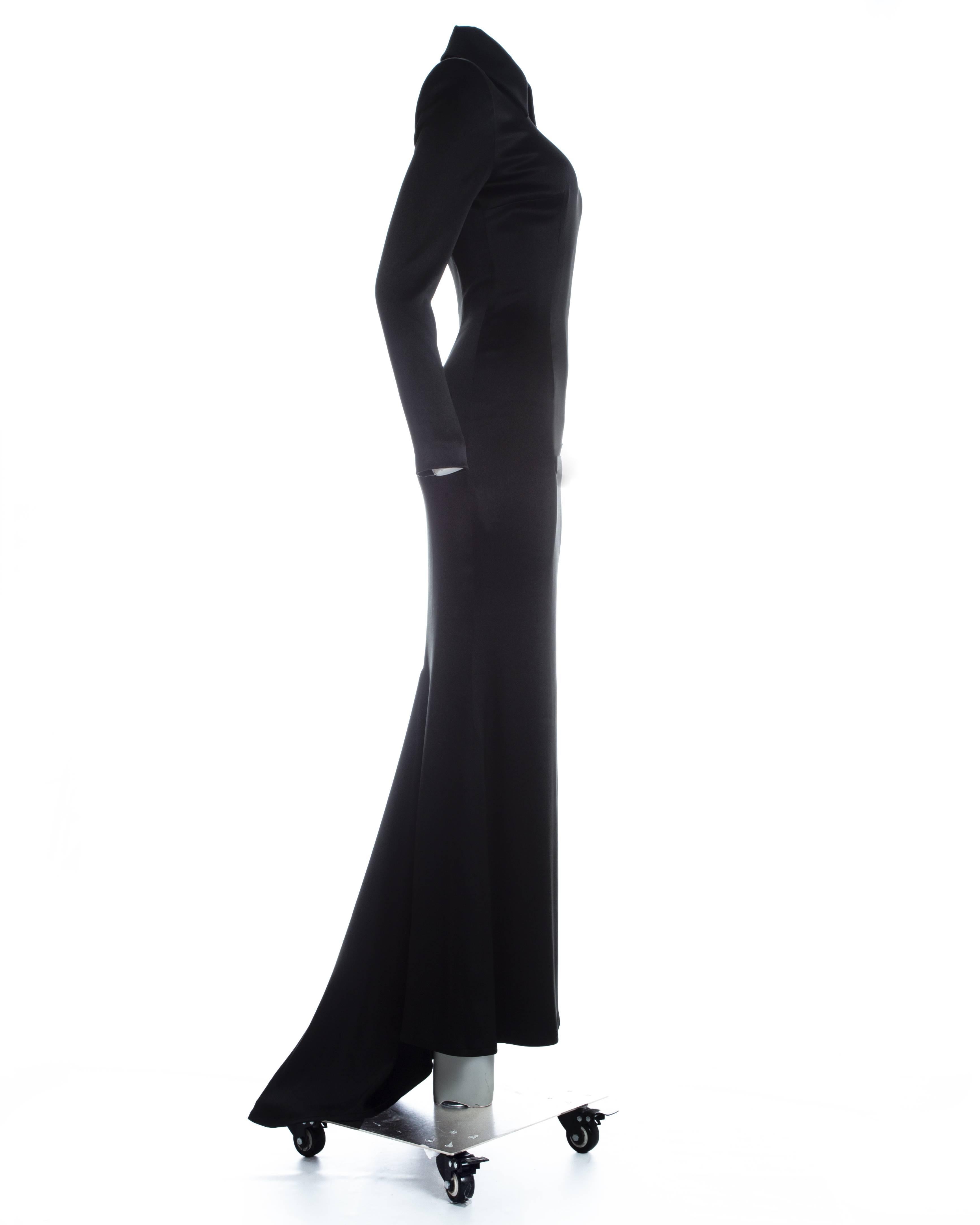 black silk evening gown