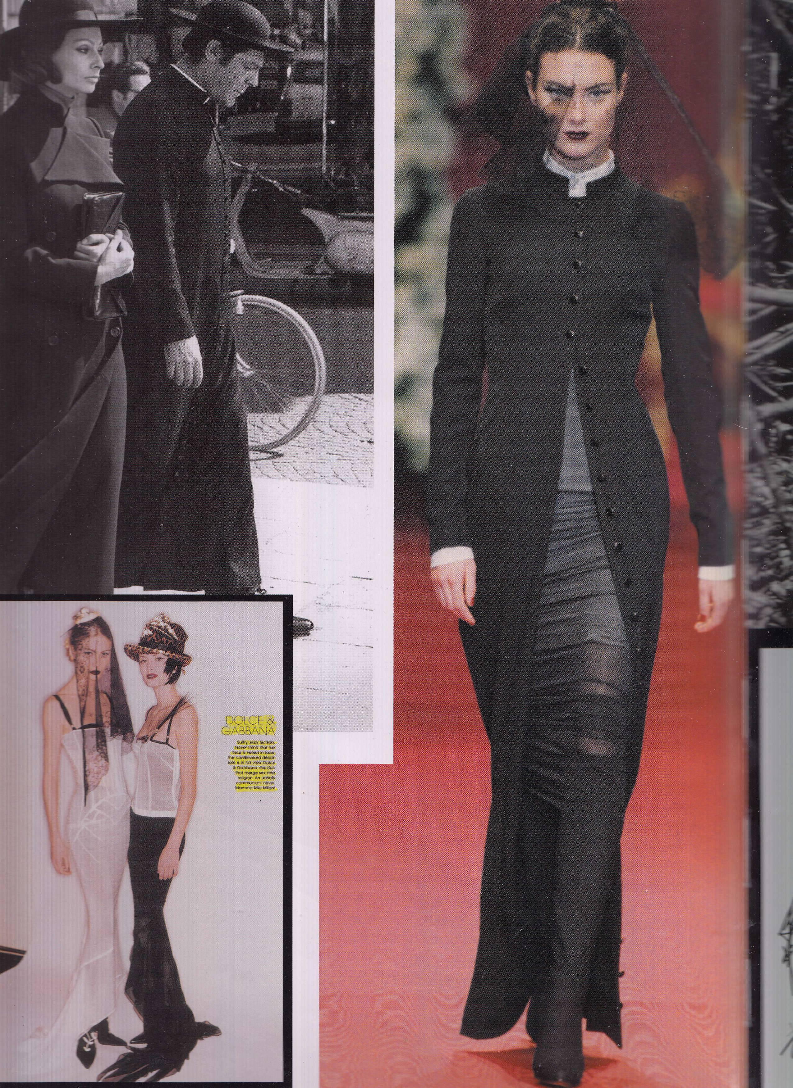 Black Dolce & Gabbana black wool 23 button maxi priest coat, A/W 1998