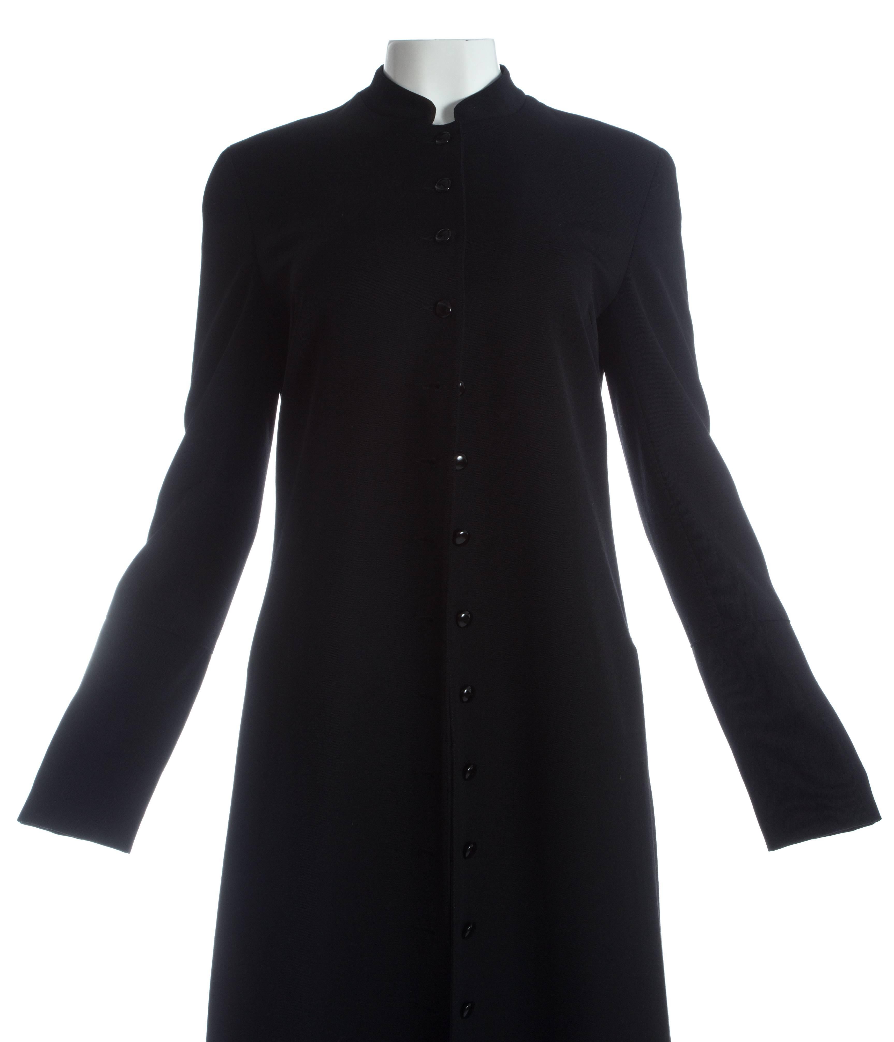 Women's Dolce & Gabbana black wool 23 button maxi priest coat, A/W 1998