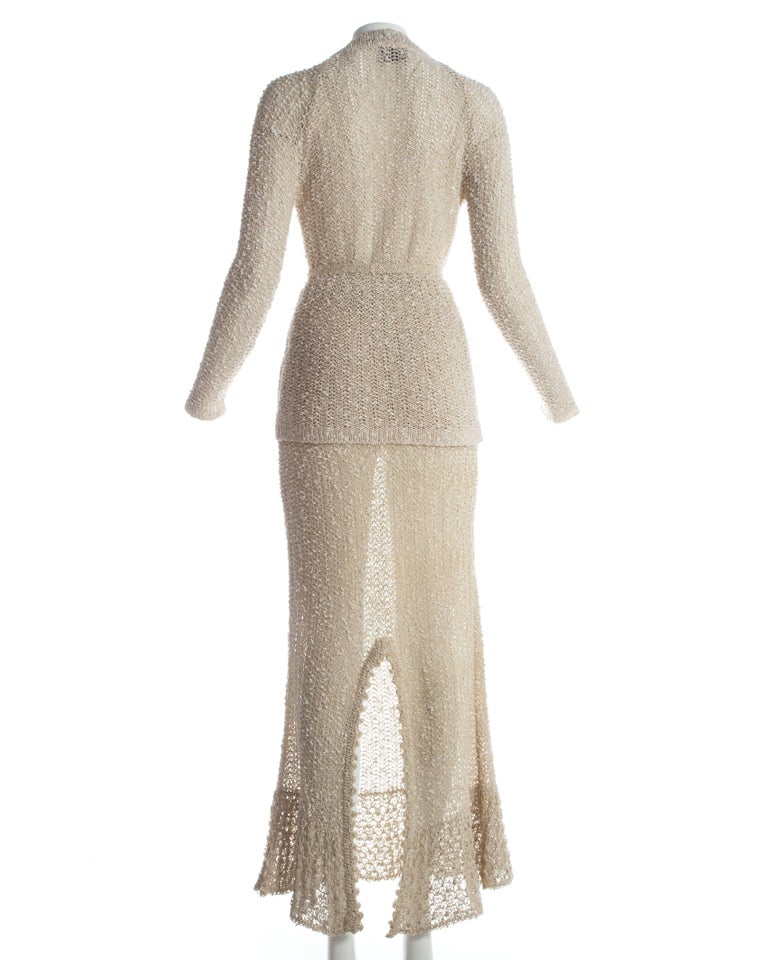 Hand loomed Irish linen summer skirt and cardigan ensemble, c. 1970 For