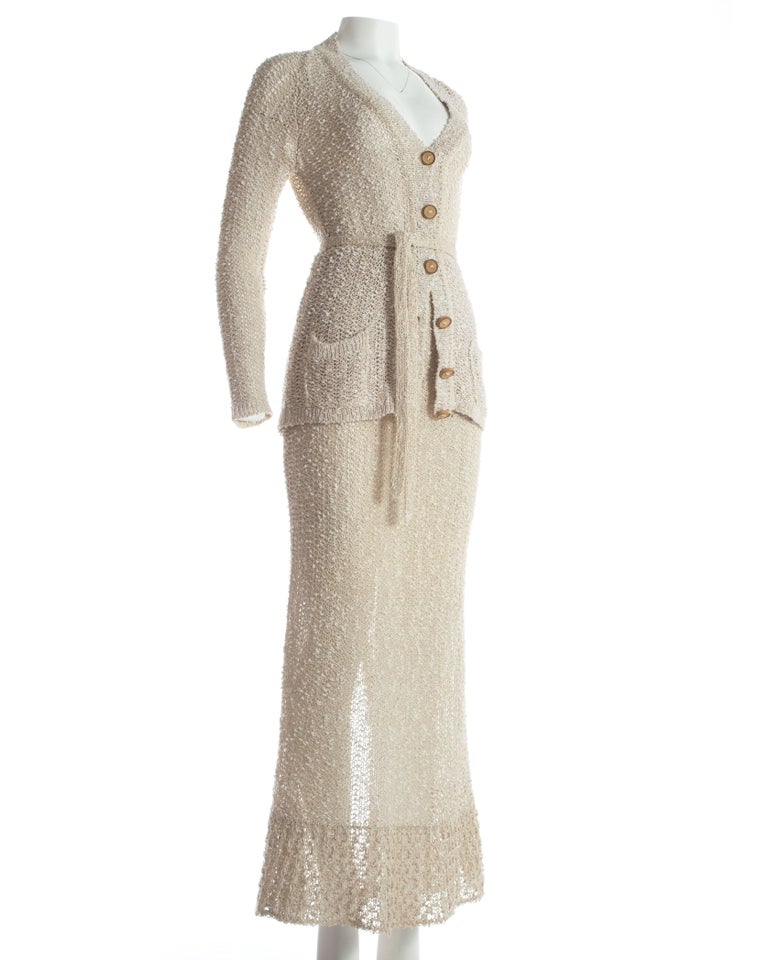 Hand loomed Irish linen summer skirt and cardigan ensemble, c. 1970 For