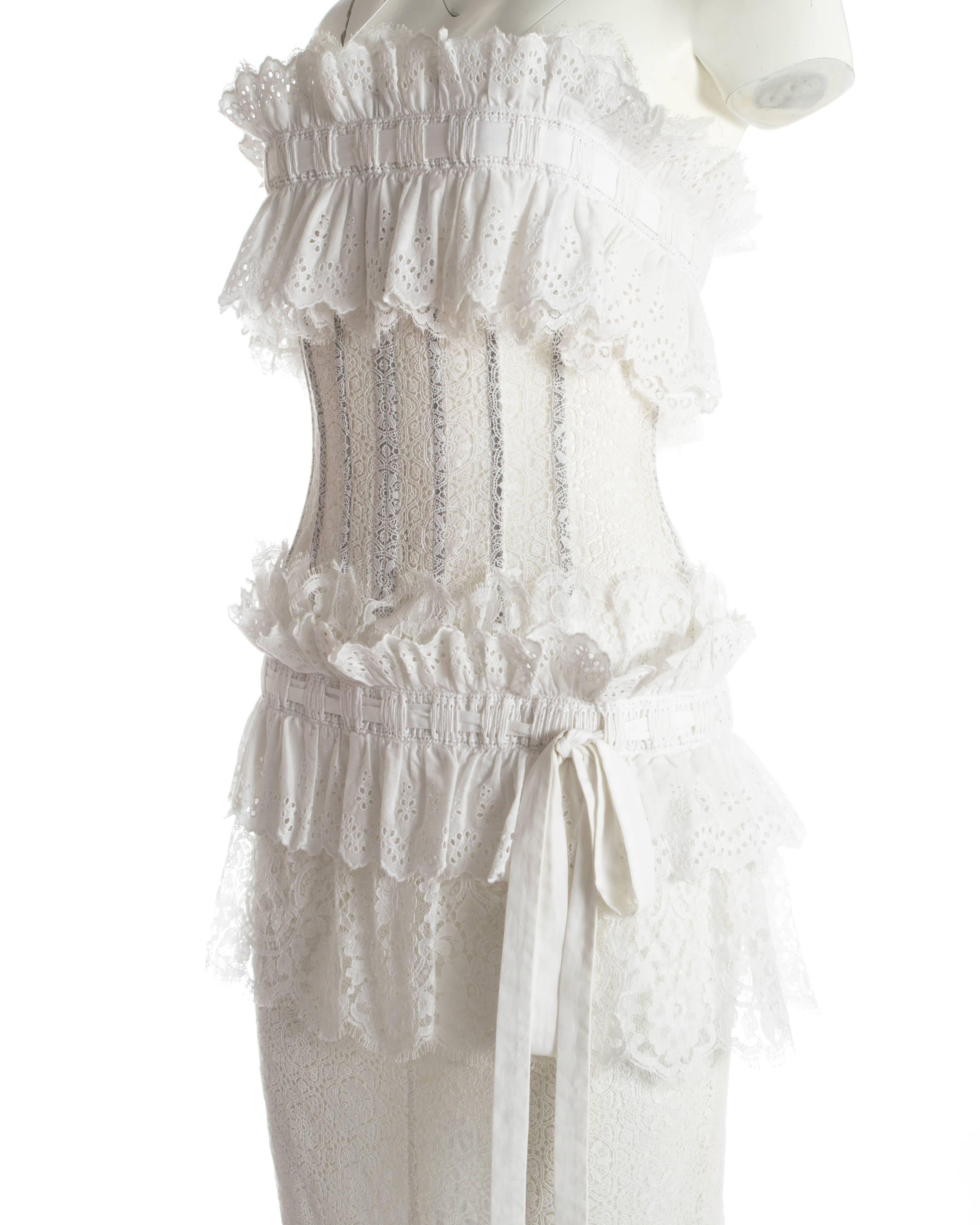 Gray Dolce & Gabbana white Broderie Anglaise and lace corseted dress, S/S 2006