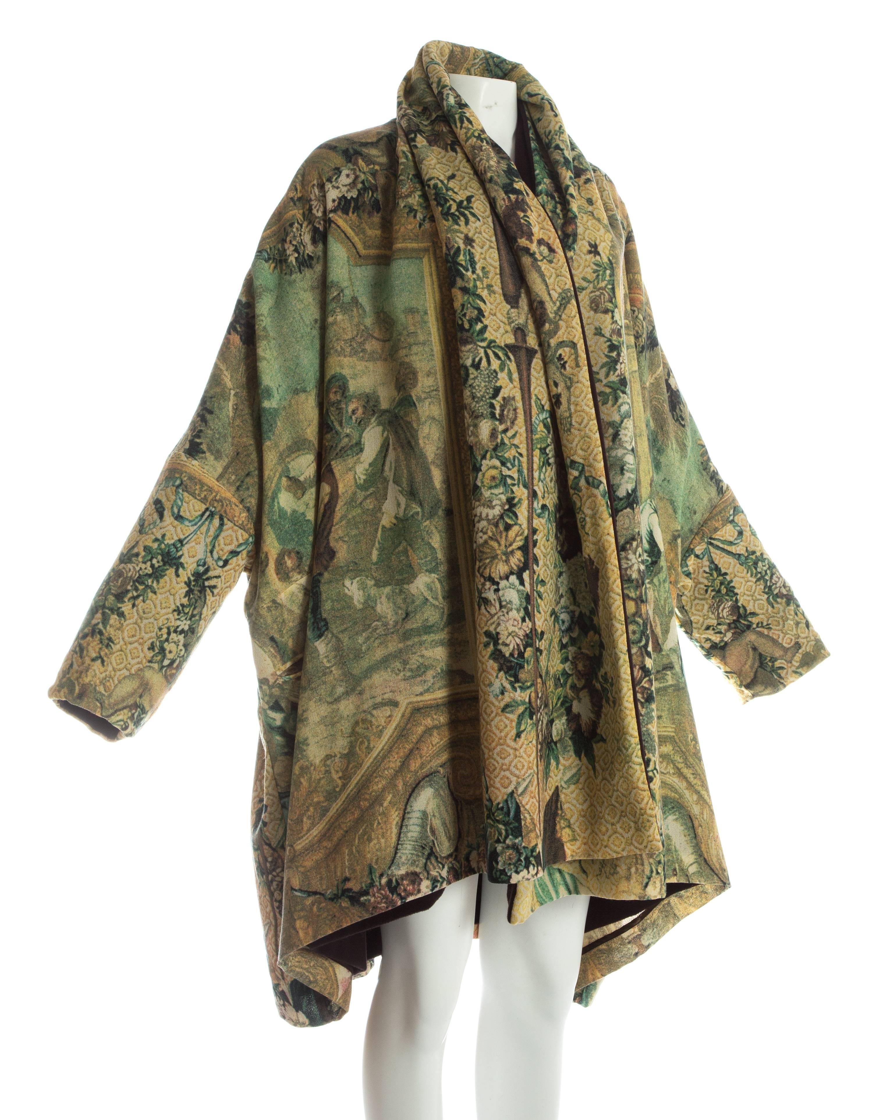Brown Dolce & Gabbana wool crepe reversible blanket coat, c. 1989-90