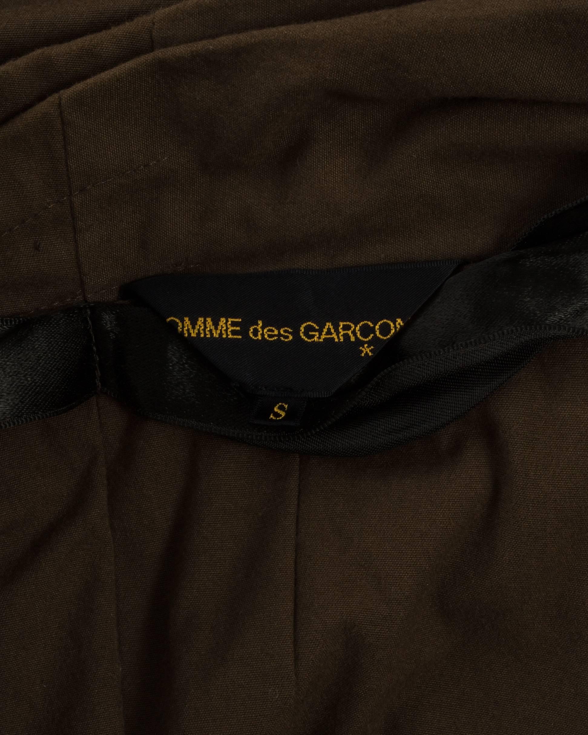 Comme des Garcons khaki green cotton waistcoat with large braids, S / S 2003 For Sale 1