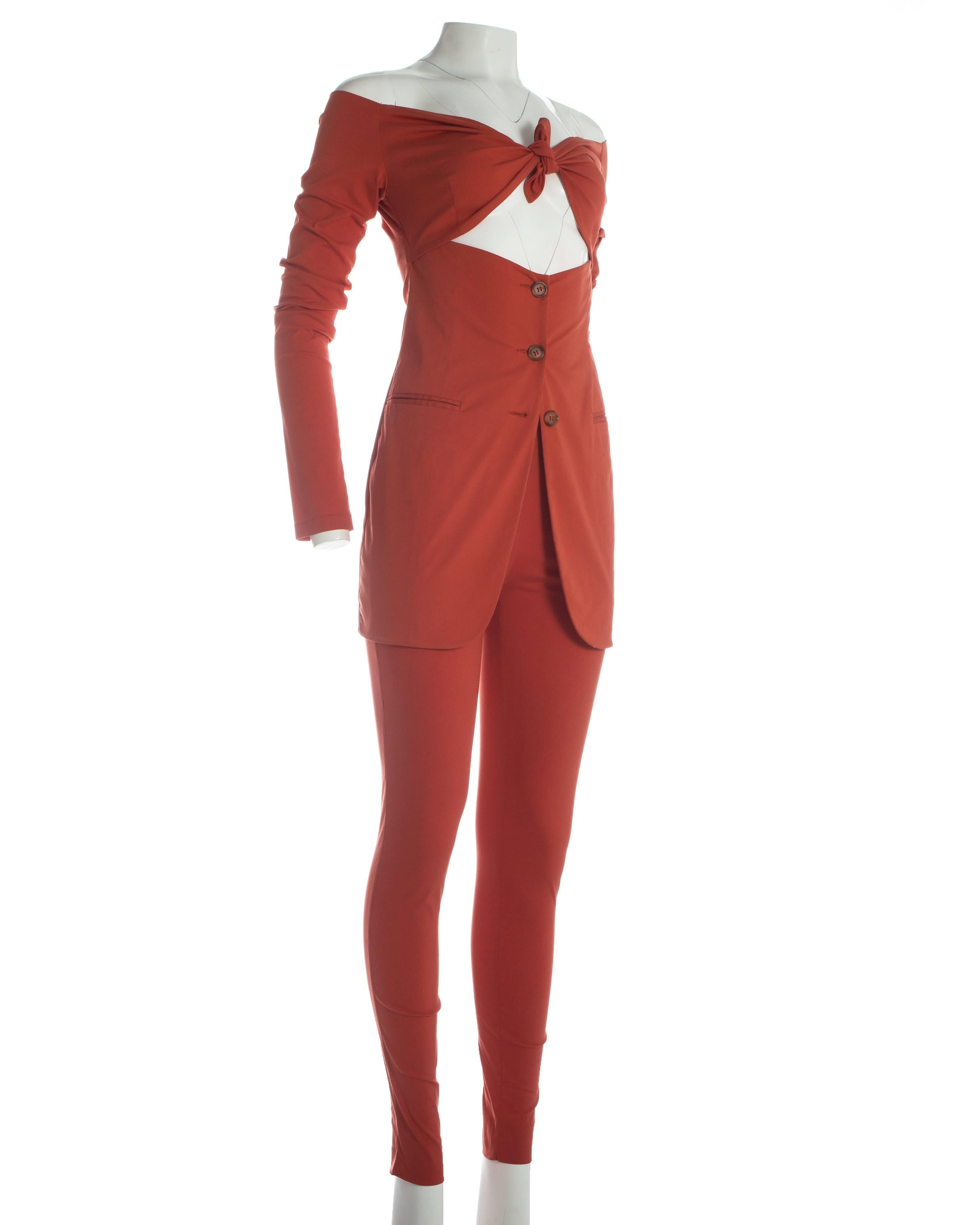 coral pants suit