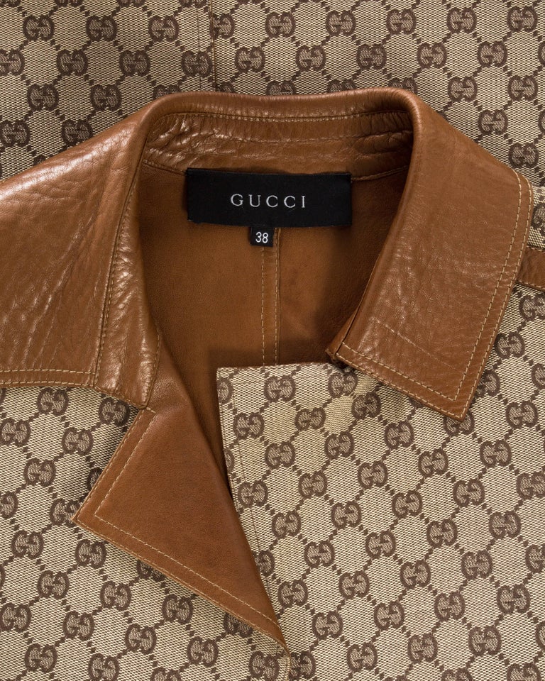 Gucci by Tom Ford monogram canvas and tan leather coat, A/W 2000 at 1stDibs