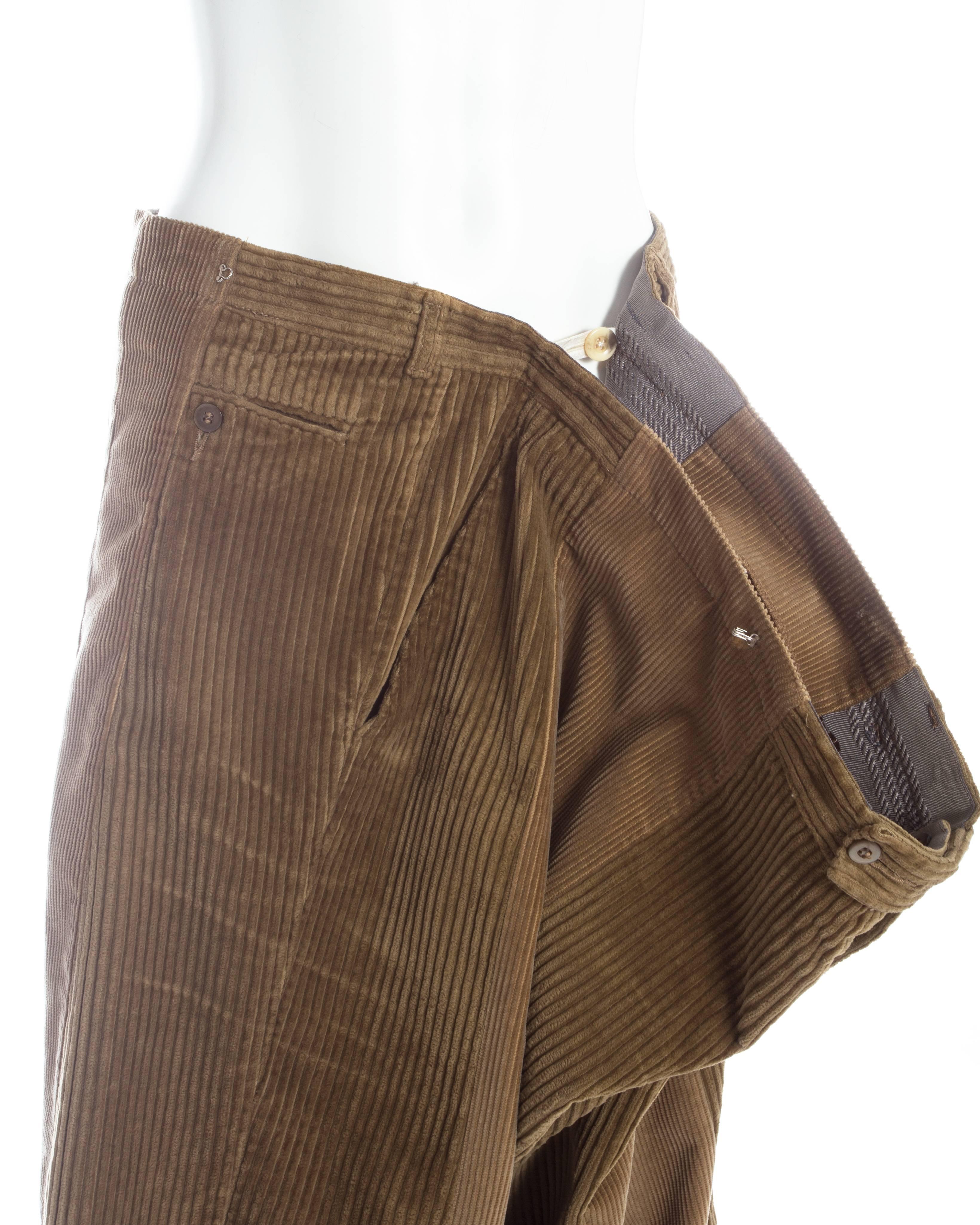 Brown Margiela XXL Oversized pants made from two vintage corduroy pants, ca. 2000-3