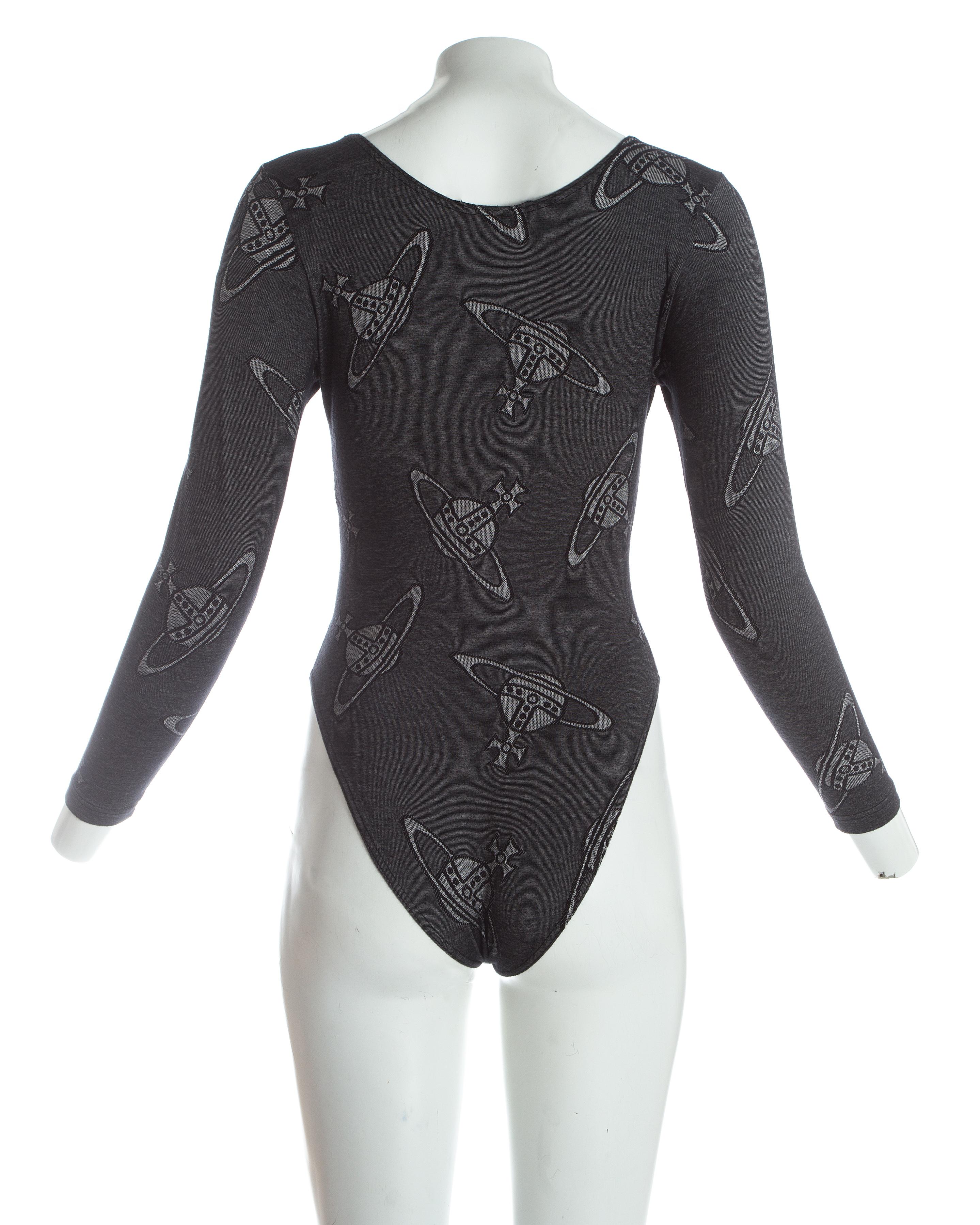 Women's Vivienne Westwood Bodysuit and leggings ensemble with Orb print, ca. 1990-92