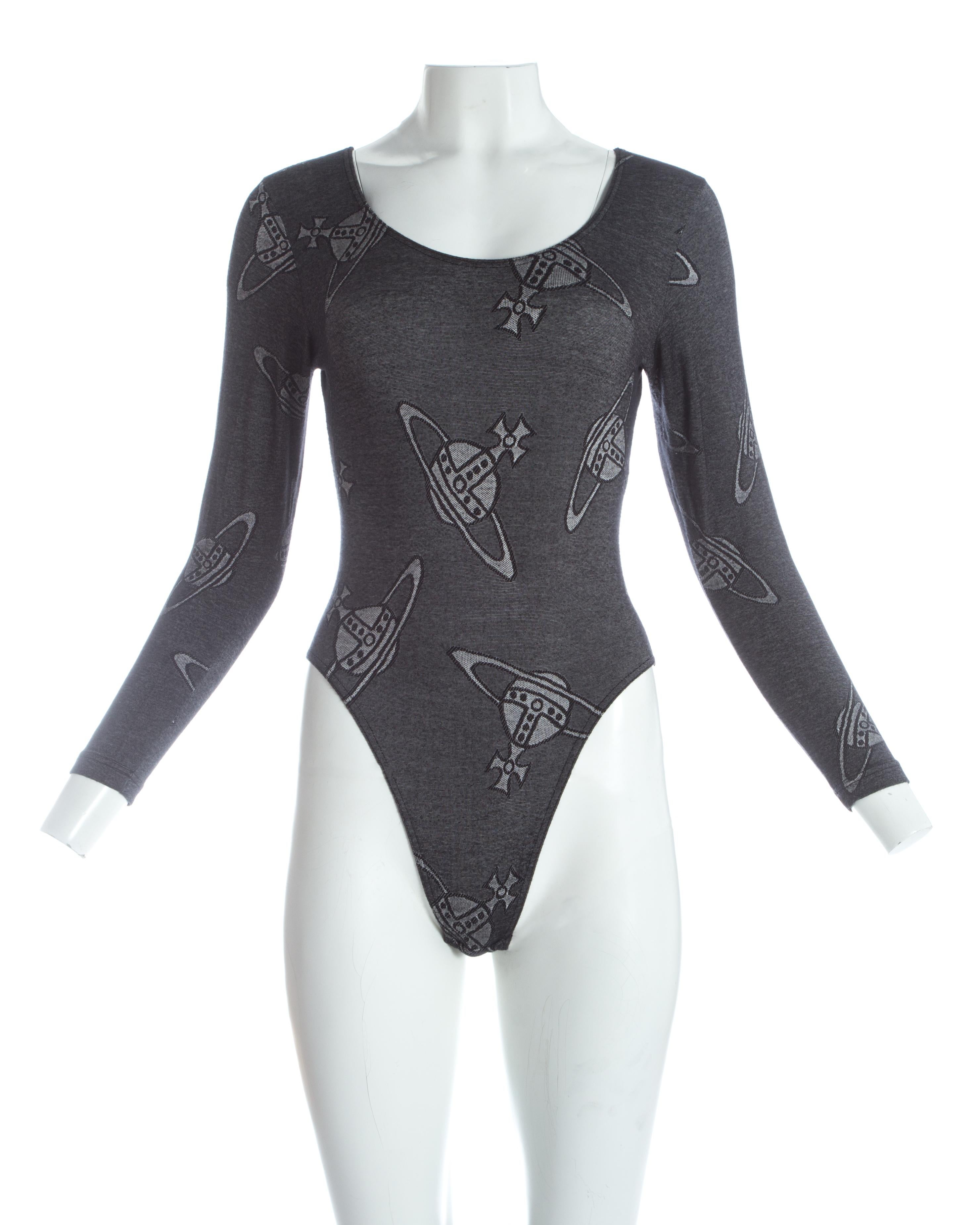 Vivienne Westwood Bodysuit and leggings ensemble with Orb print, ca. 1990-92 In Excellent Condition In London, GB