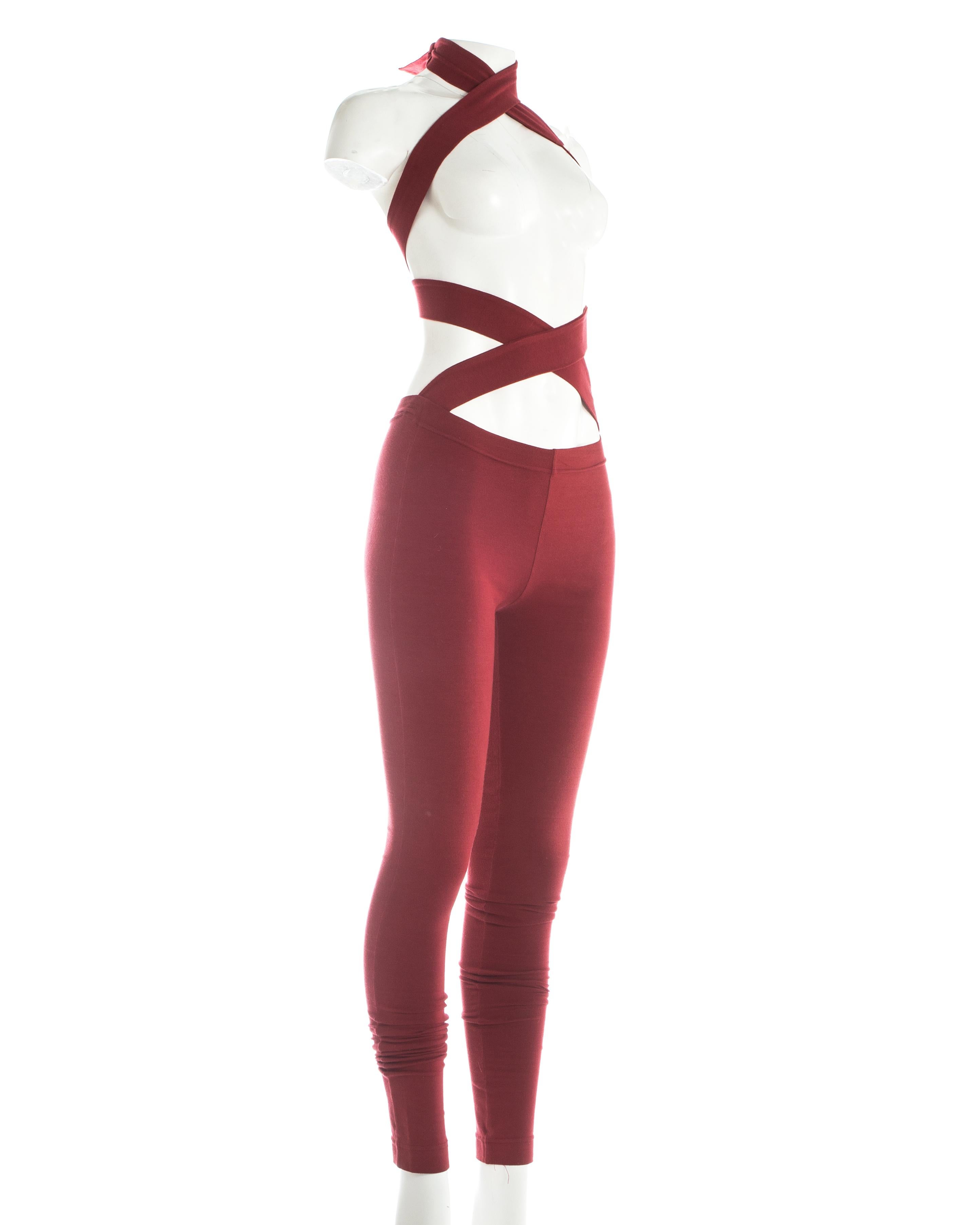 Dolce & Gabbana red spandex leggings with bandage fastening, S/S 1991 In Good Condition In London, GB