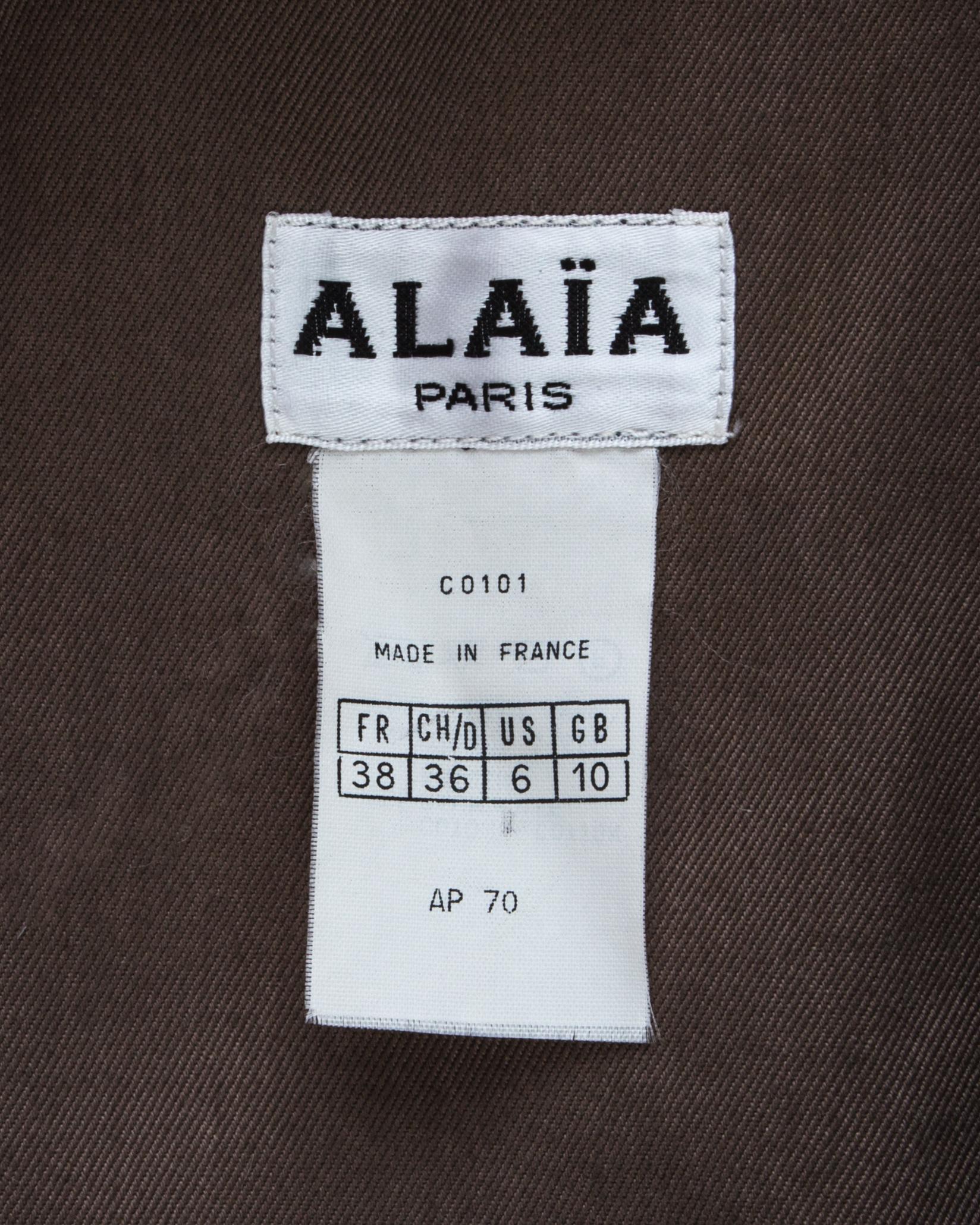 Azzedine Alaia Khaki cotton safari skirt suit, S / S 1990 2