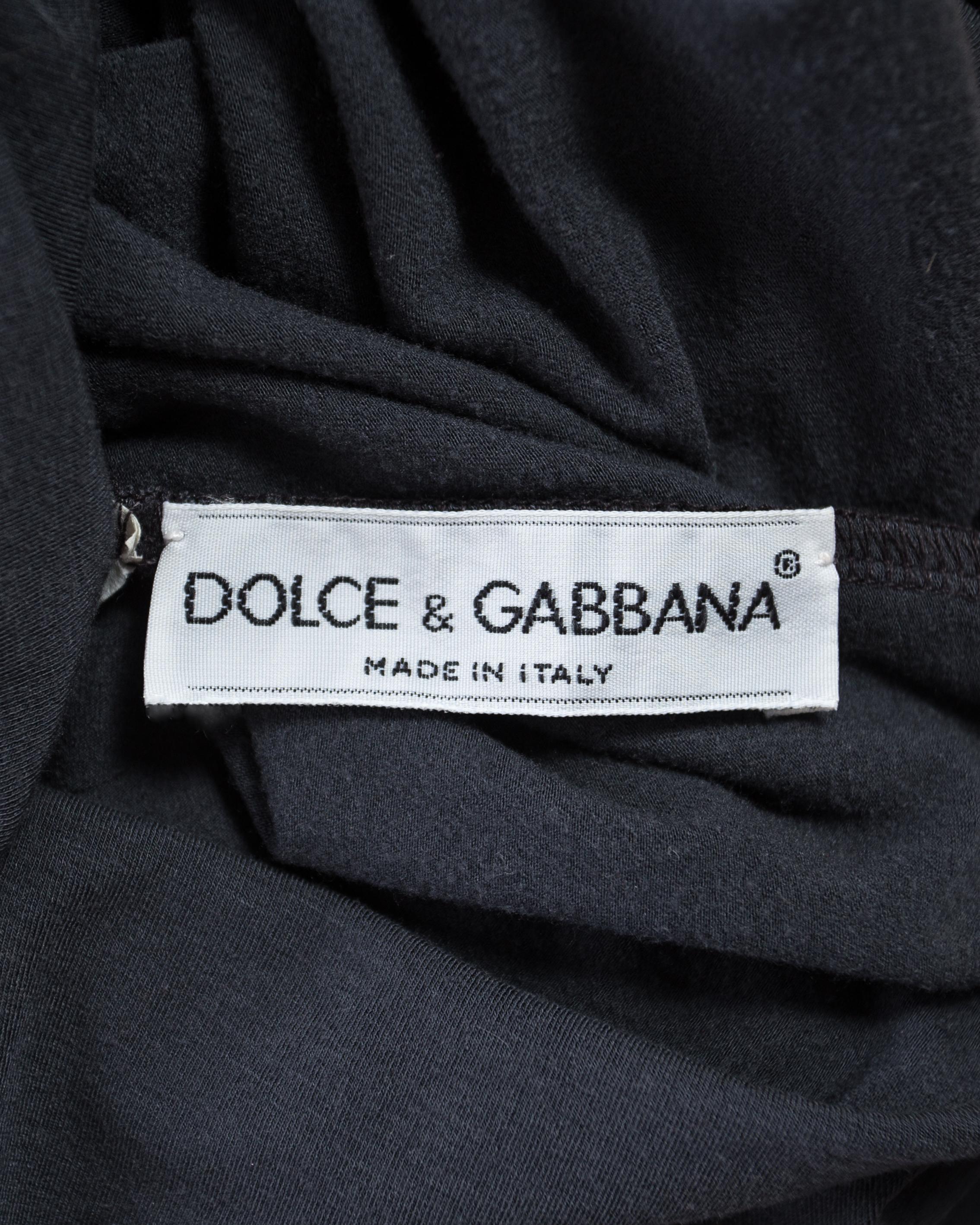 Dolce & Gabbana grey cotton elastane ruched leggings and mini skirt S/S 1991 In Good Condition In London, GB