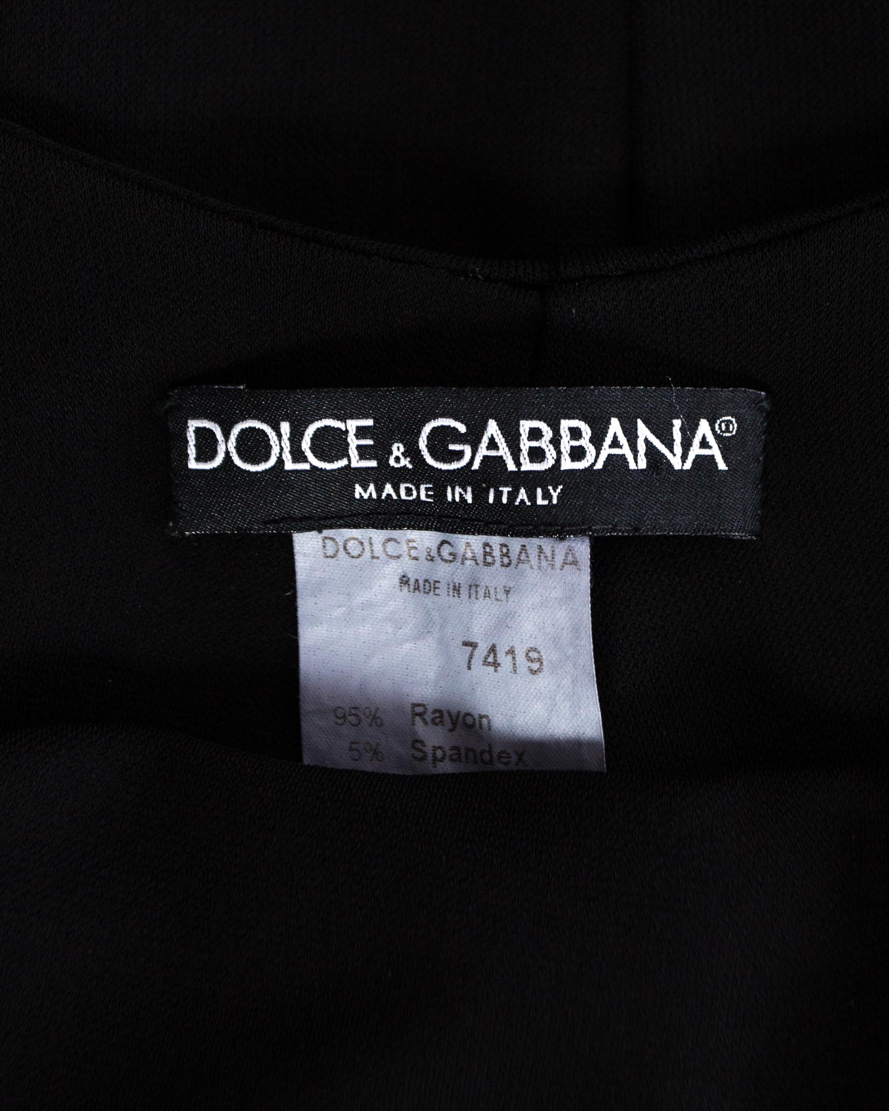 Black Dolce & Gabbana black rayon spandex backless turtle neck dress, S/S 2001