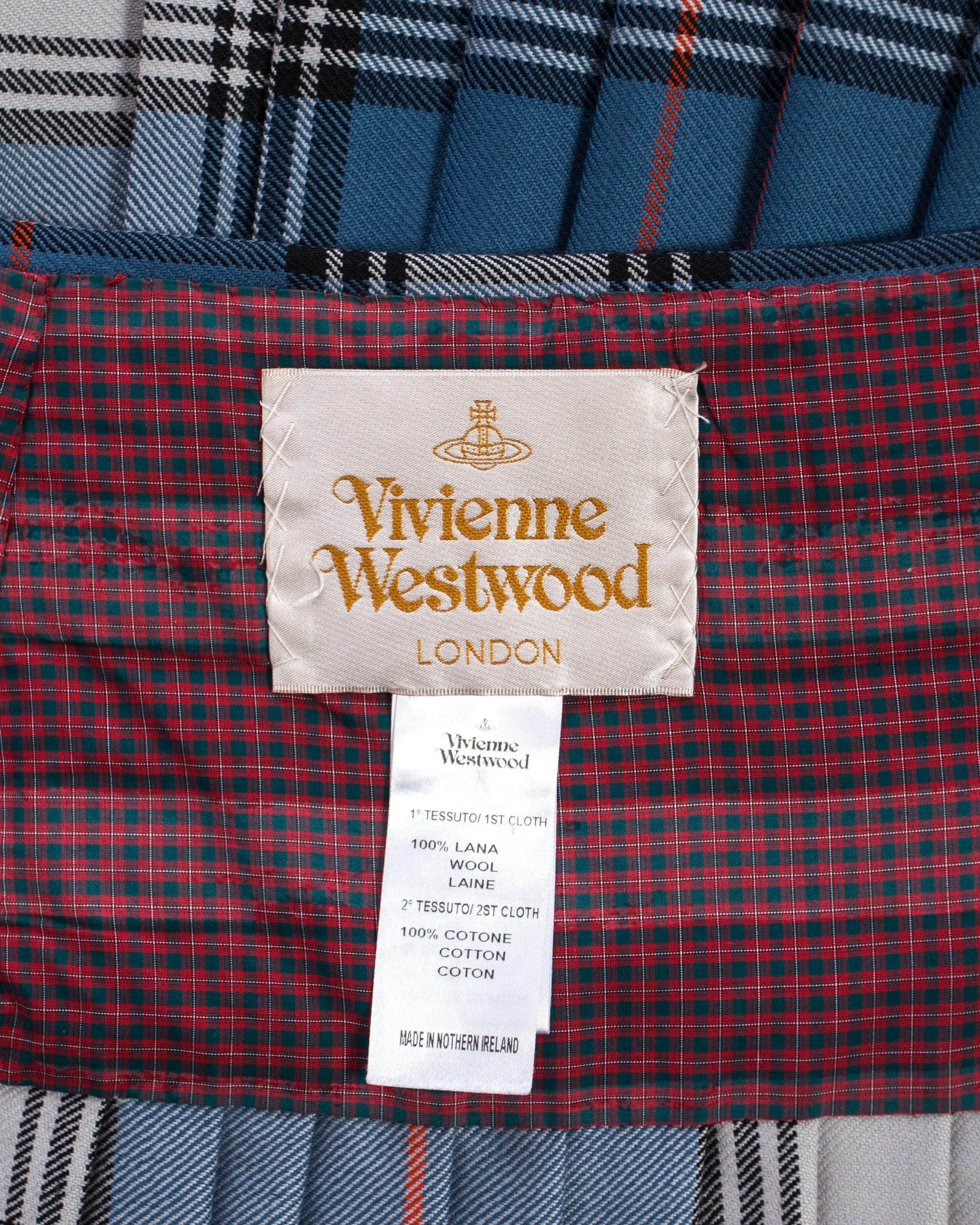 Vivienne Westwood Mens tartan pleated kilt skirt with leather belts, A/W 2004 In Excellent Condition In London, GB
