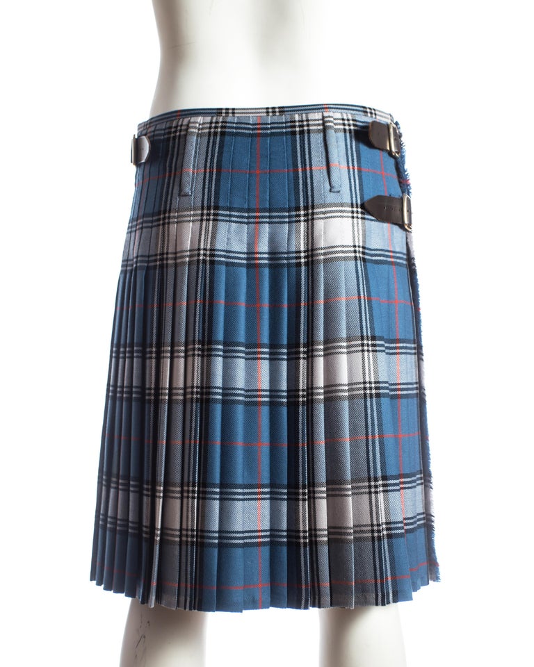 Vivienne Westwood Mens tartan pleated kilt skirt with leather belts, A ...