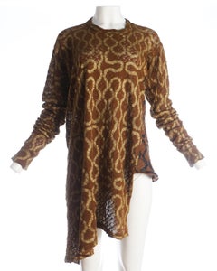 Worlds End Haut style « Pirate » en maille marron avec impression de motifs dorés, A/W, 1981