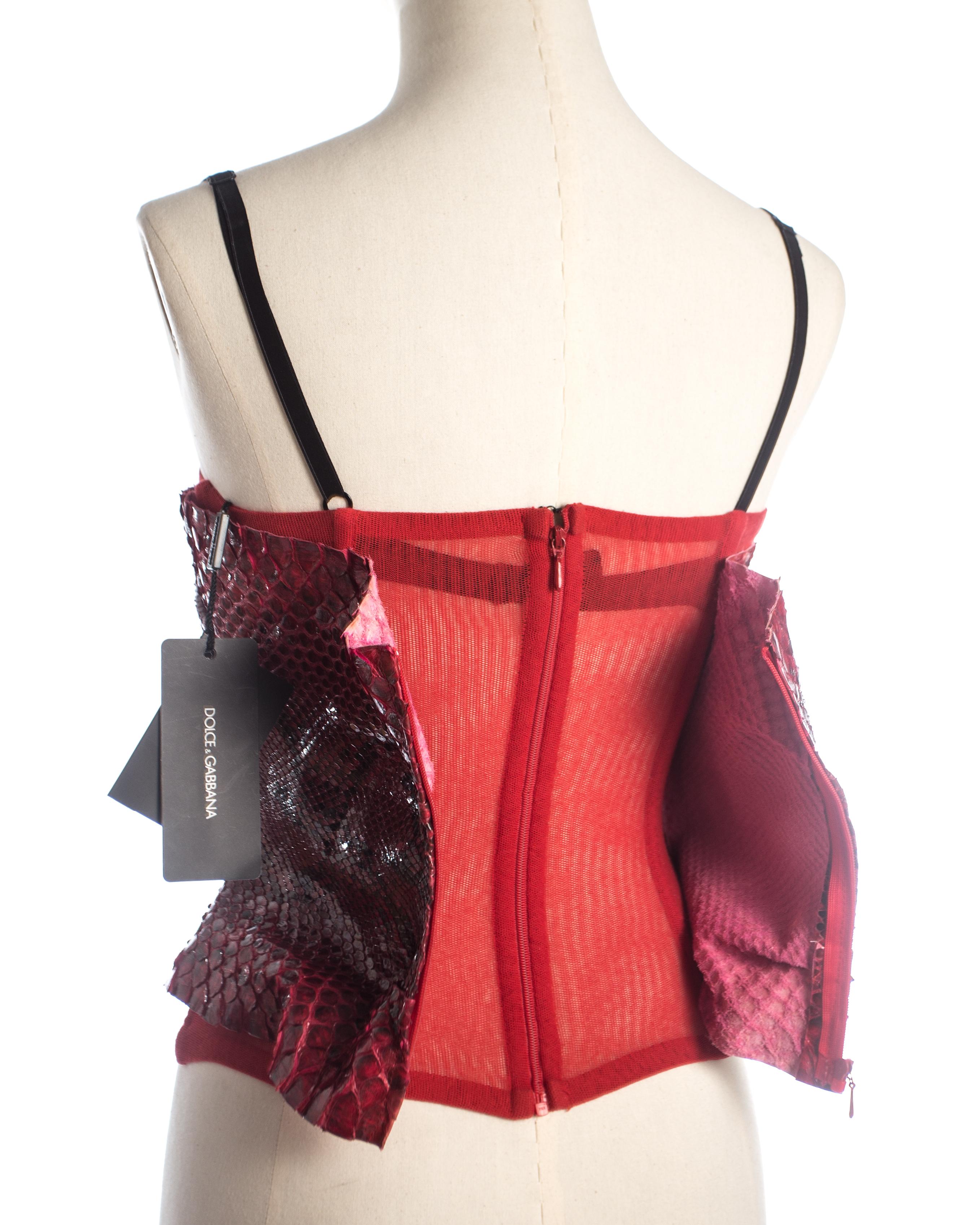 Dolce & Gabbana blood red python corset with black bra, S/S 2005 1