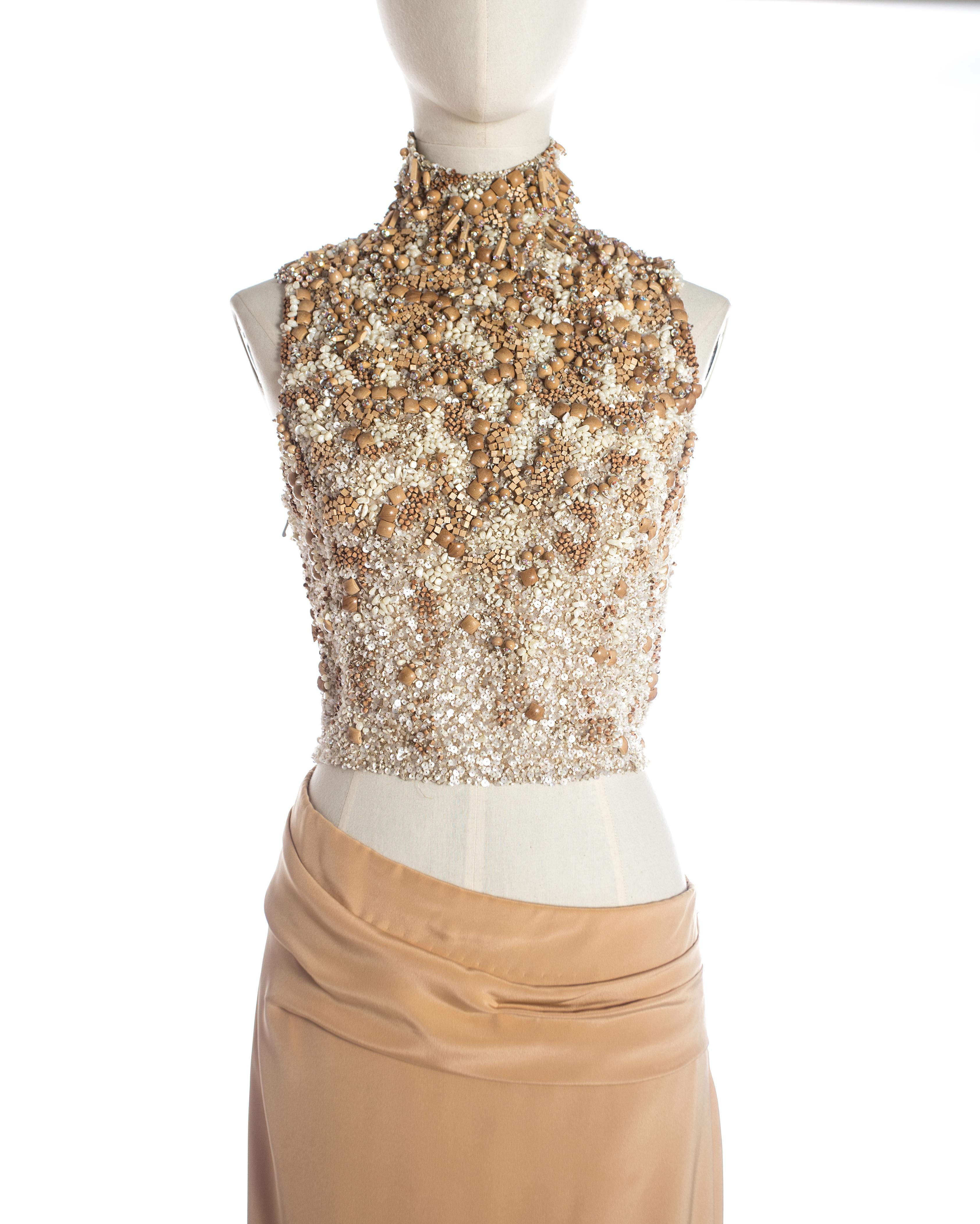 Orange Jean-Louis Scherrer Couture beaded crêpe de chine evening ensemble, S/S 1999