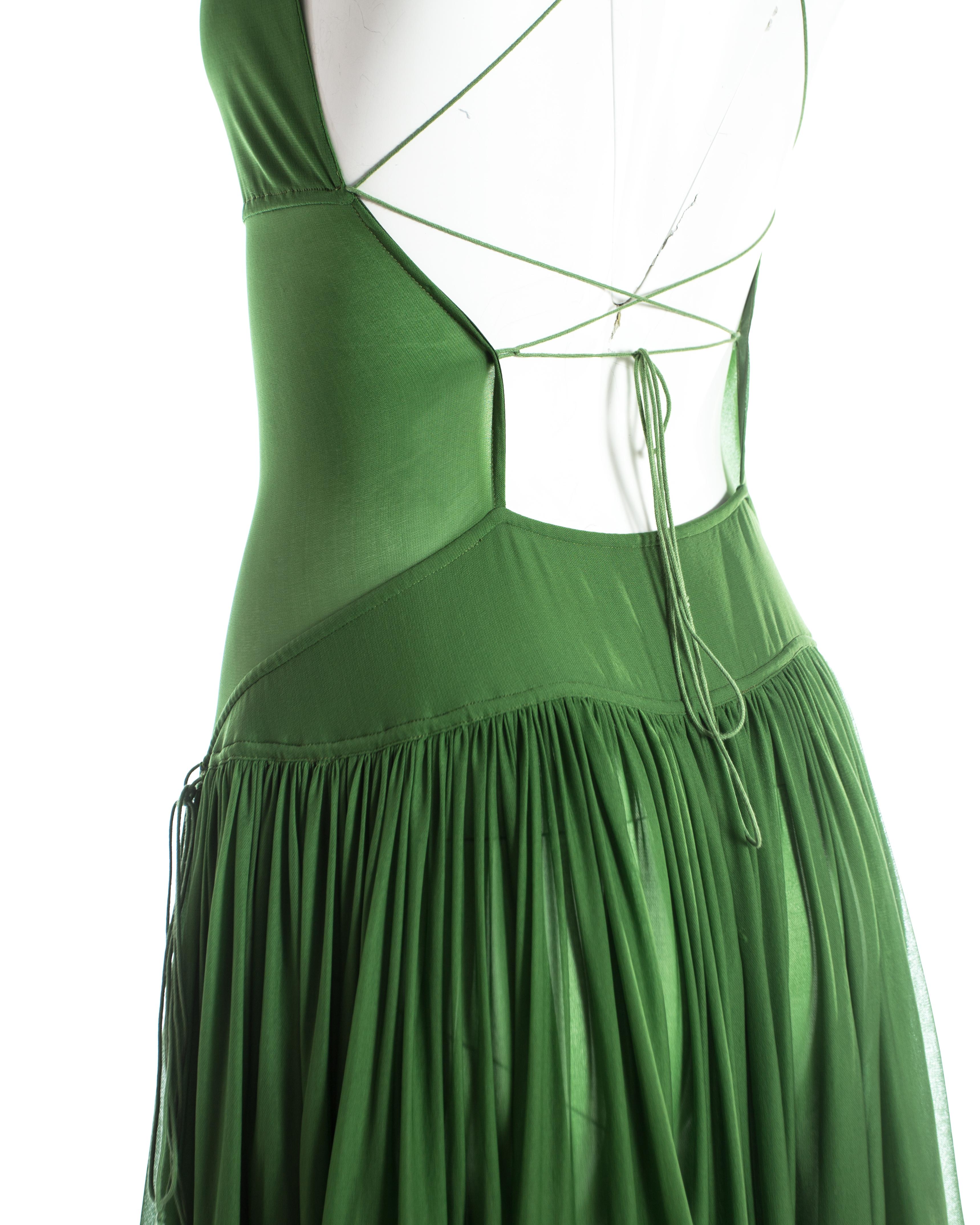 Black Azzedine Alaia green pleated backless summer dress, c. 2000-2009