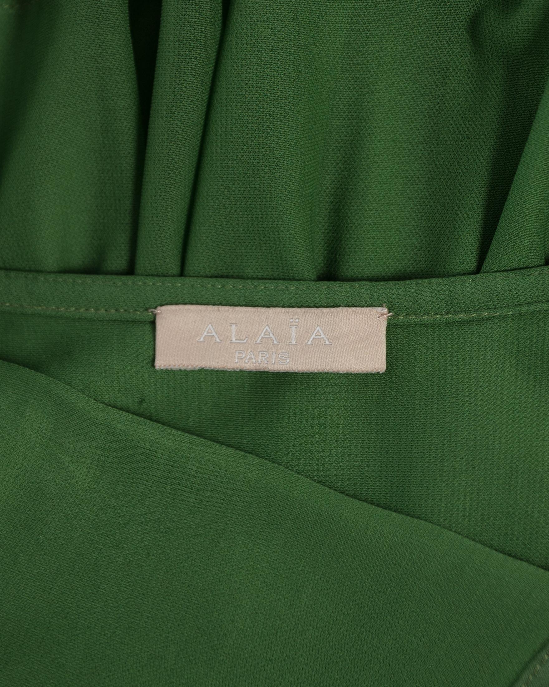 Azzedine Alaia green pleated backless summer dress, c. 2000-2009 In Good Condition In London, GB