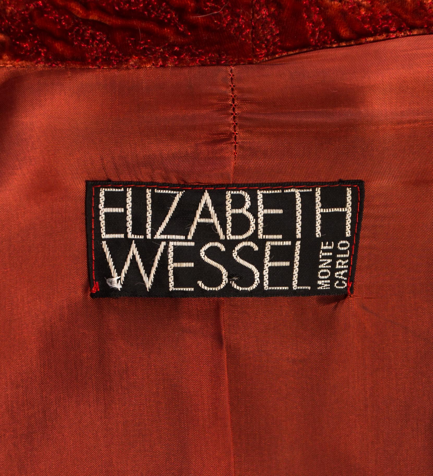 Elizabeth Wessel red velvet and leather bomber jacket, c. 1980-1989 In Good Condition For Sale In London, GB