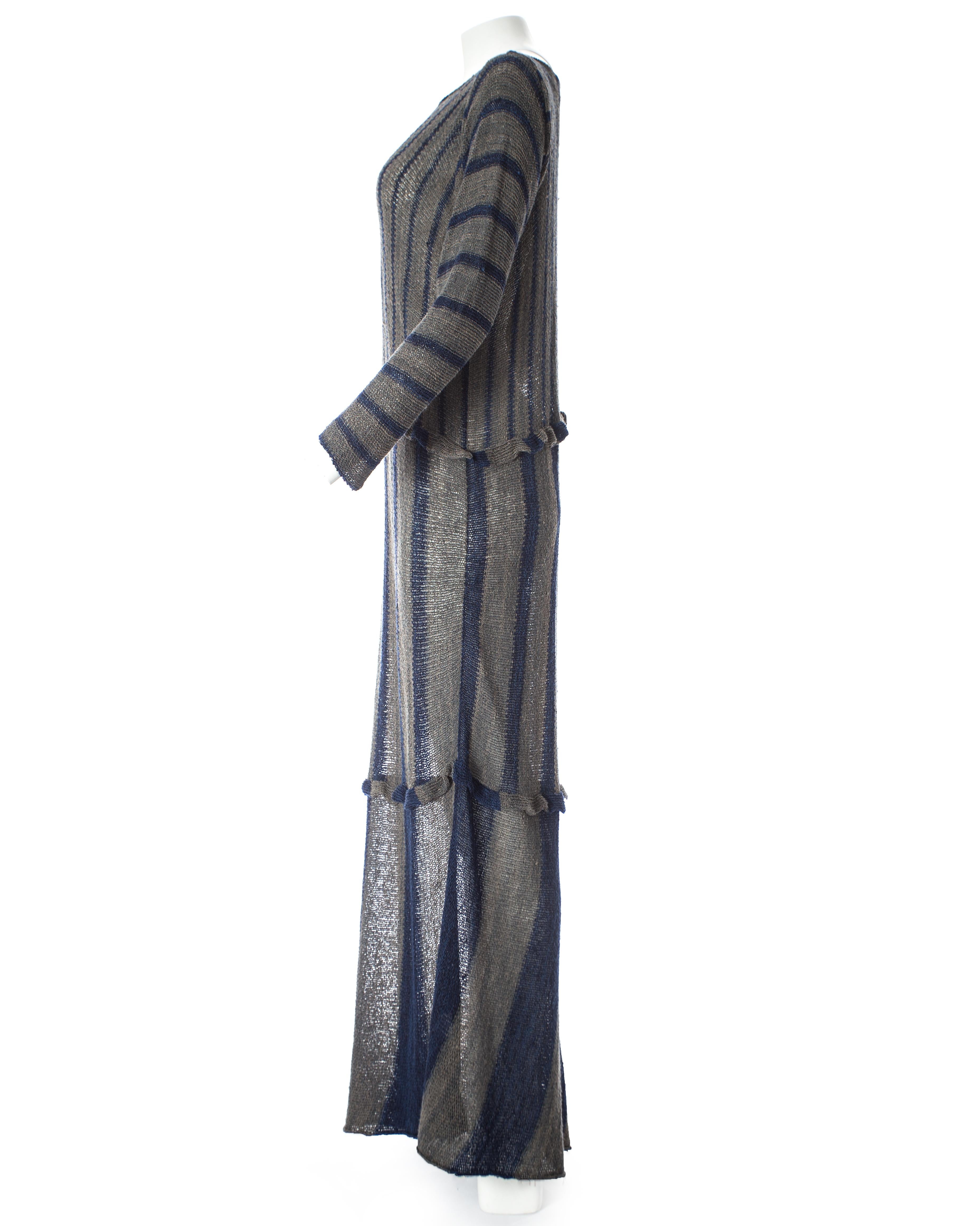 Gray Issey Miyake striped knitted maxi dress, ss 1984