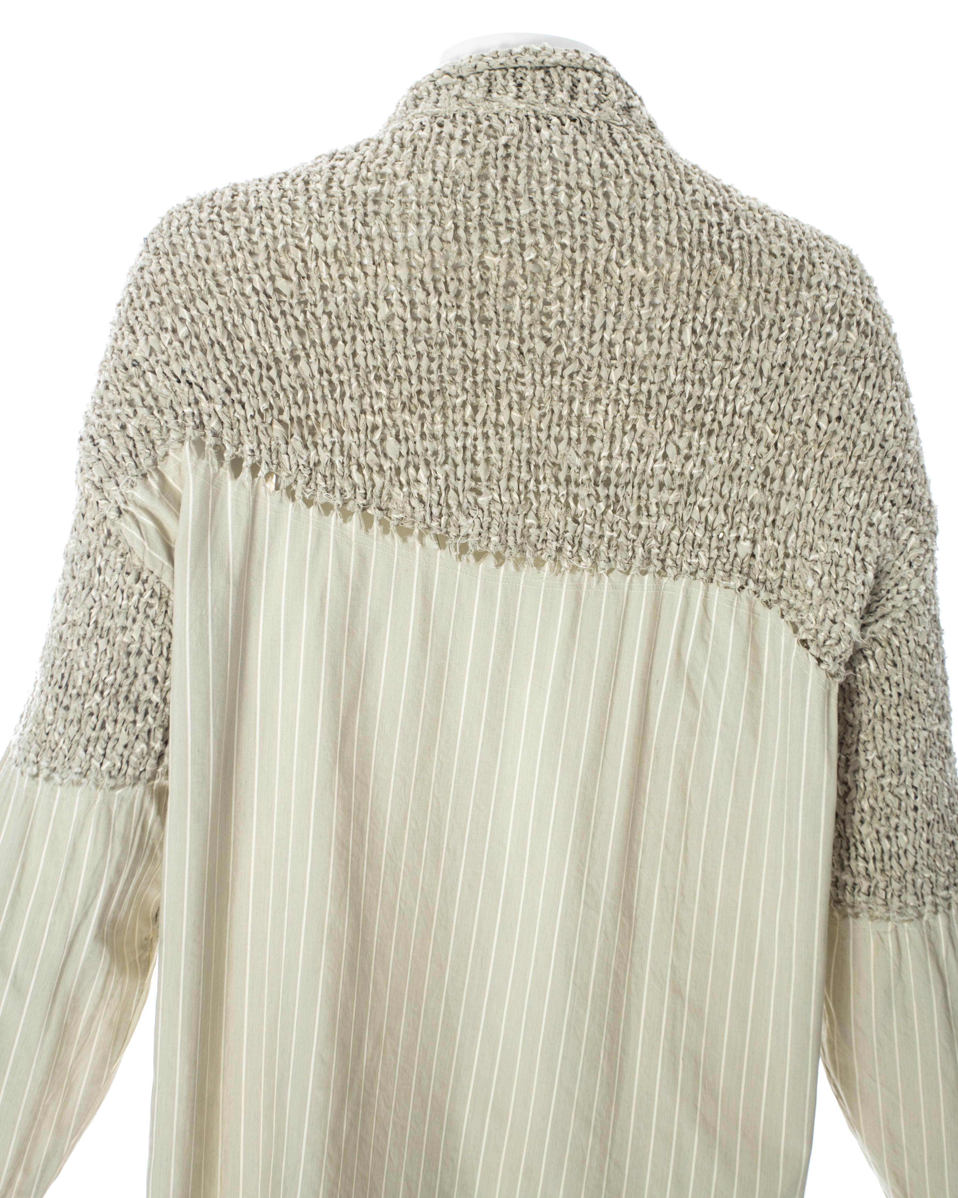 Beige Matsuda knitted sweater with attached striped shirt, circa 1990 For Sale
