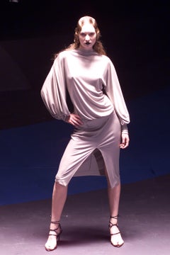 Alexander McQueen black silk and rayon jersey evening dress, fw 2001