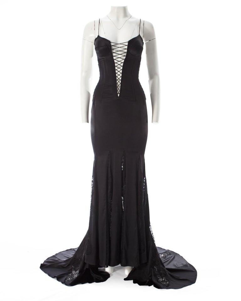 Dolce and Gabbana black silk and lace evening dress, A / W 2003 For ...