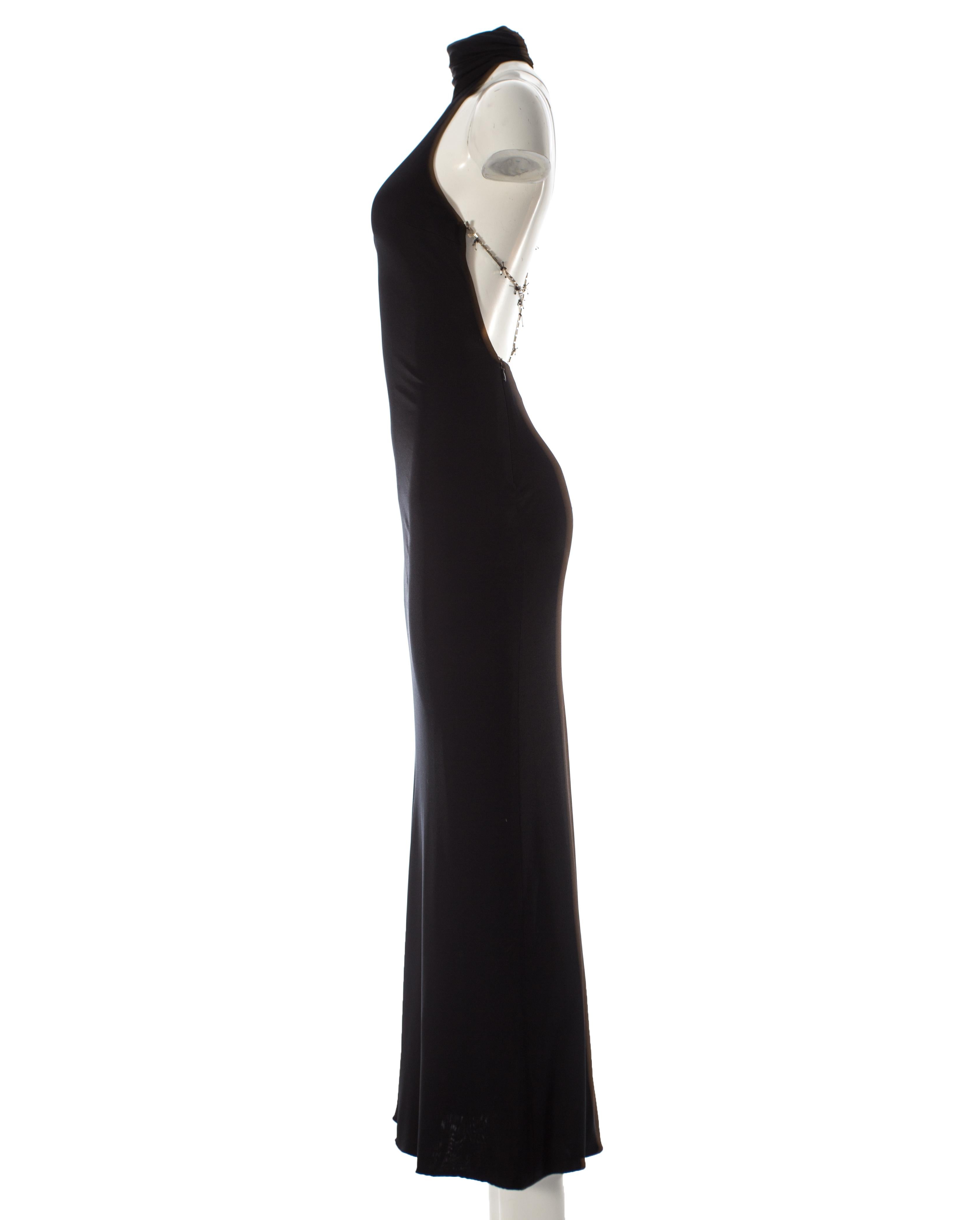 Gianni Versace black silk jersey backless evening dress, AW 1998 2