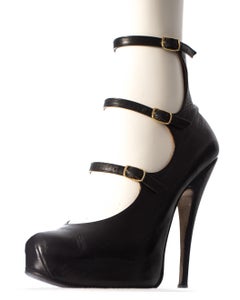 Vivienne Westwood black leather platform 3 strap heels, AW 1994